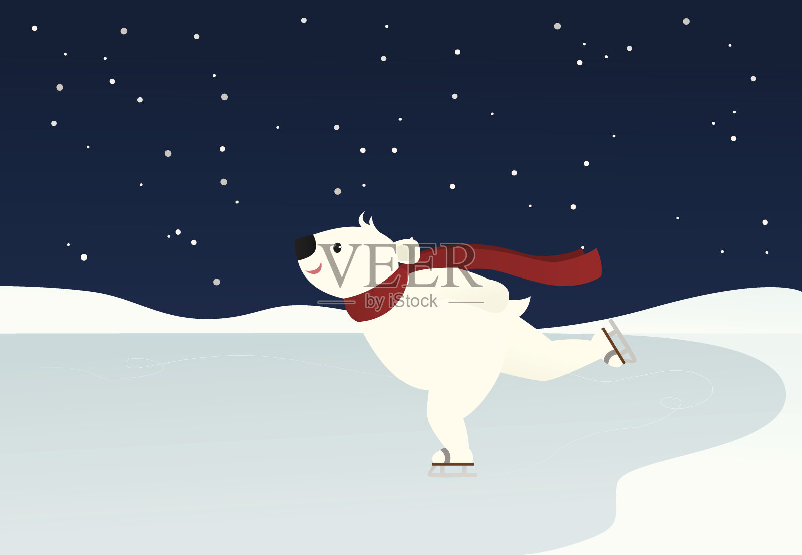 滑冰北极熊插画图片素材
