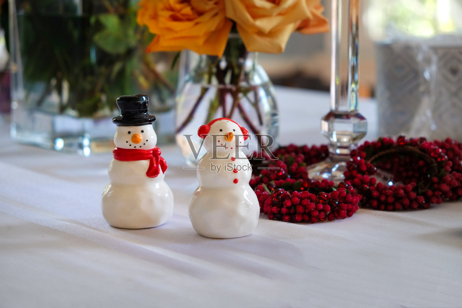 场合-装饰餐桌为冬季假期照片摄影图片