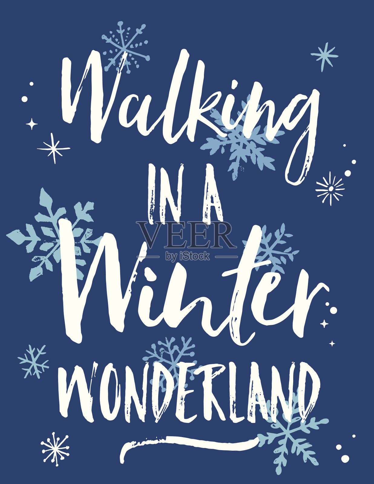 冬季仙境假日卡片与粗体字插画图片素材