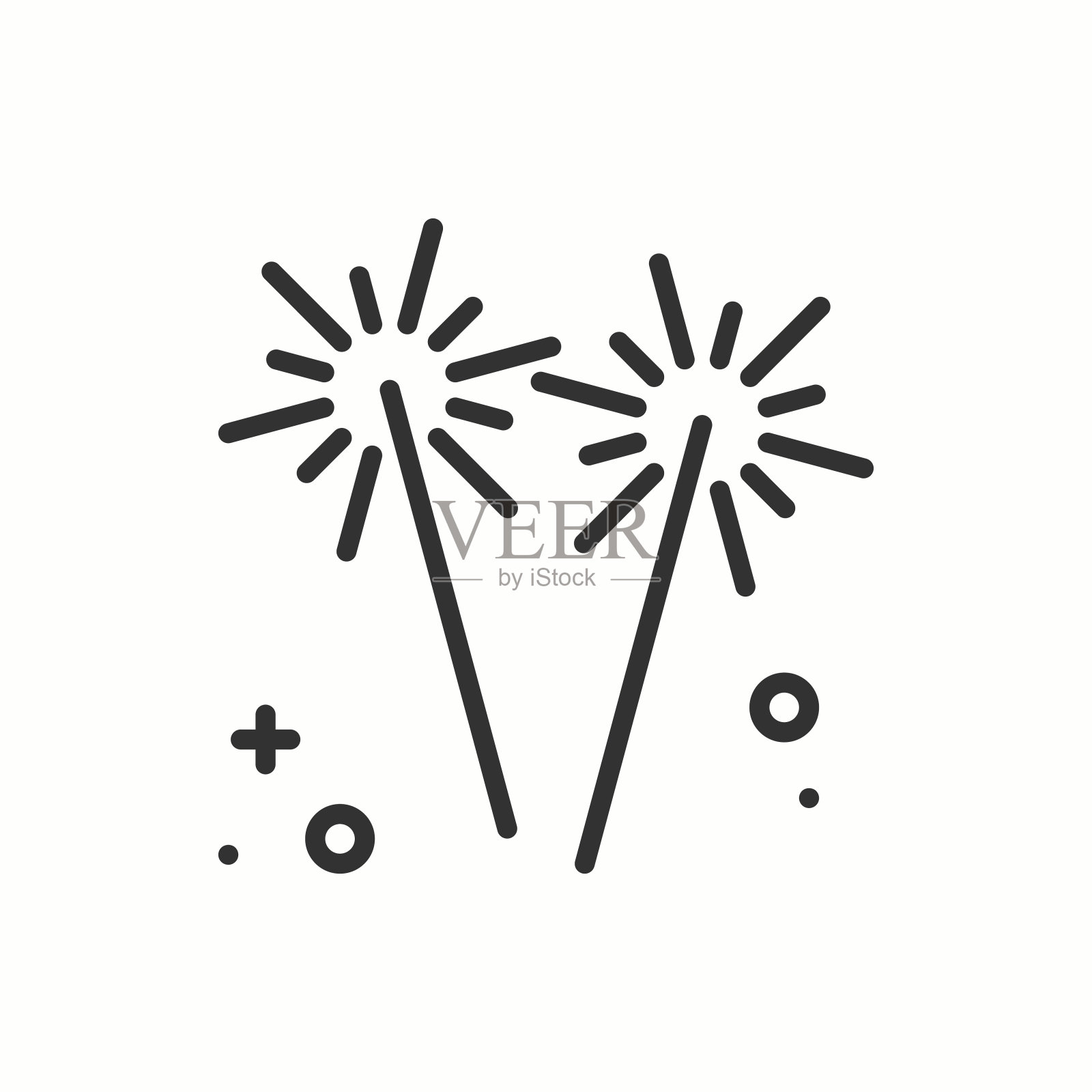烟火，孟加拉火的图标。聚会庆祝生日节日事件嘉年华节日。细线基本元素图标。矢量简单线性设计。插图。符号。祝贺插画图片素材