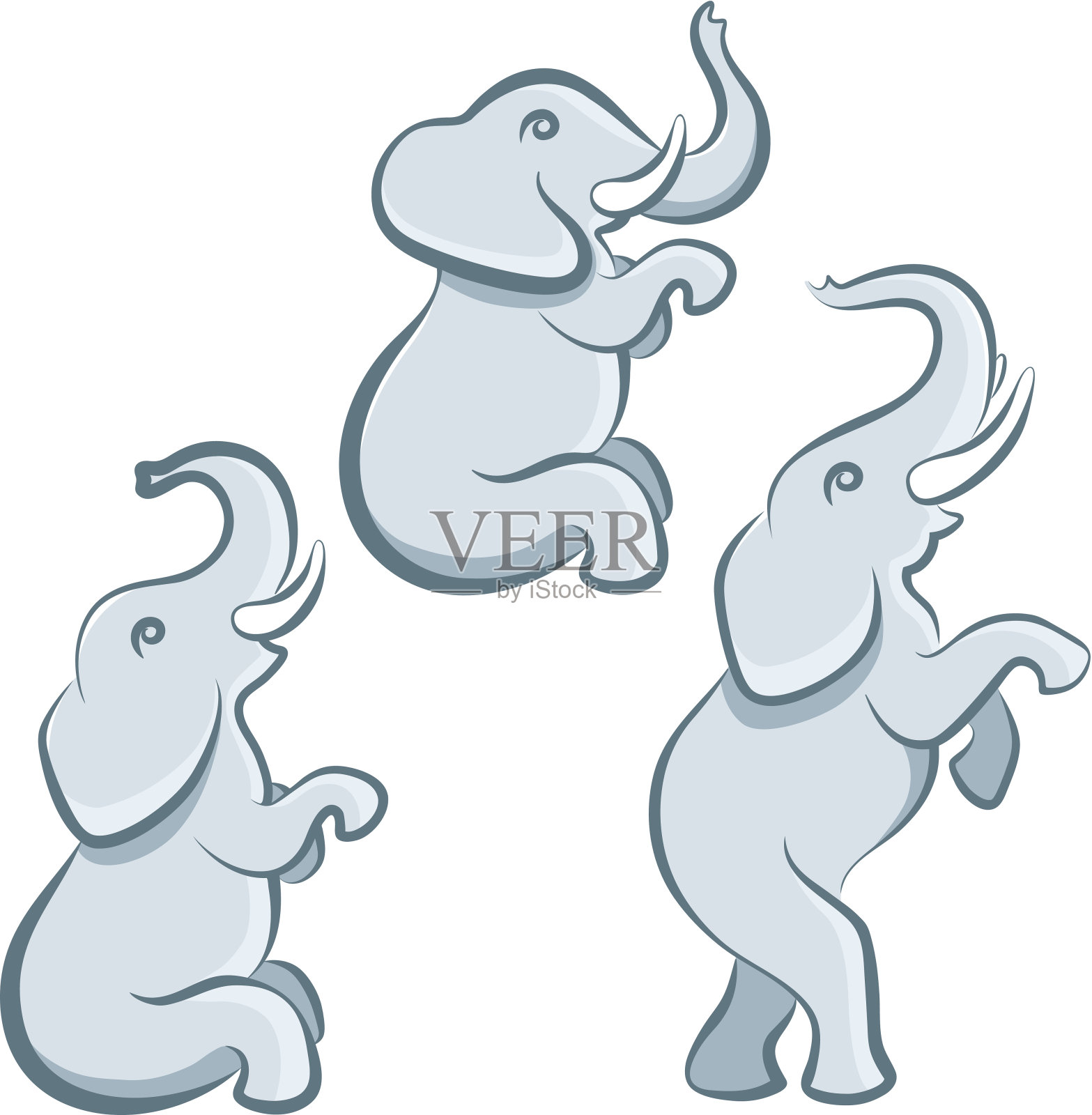 大象摆出各种姿势插画图片素材