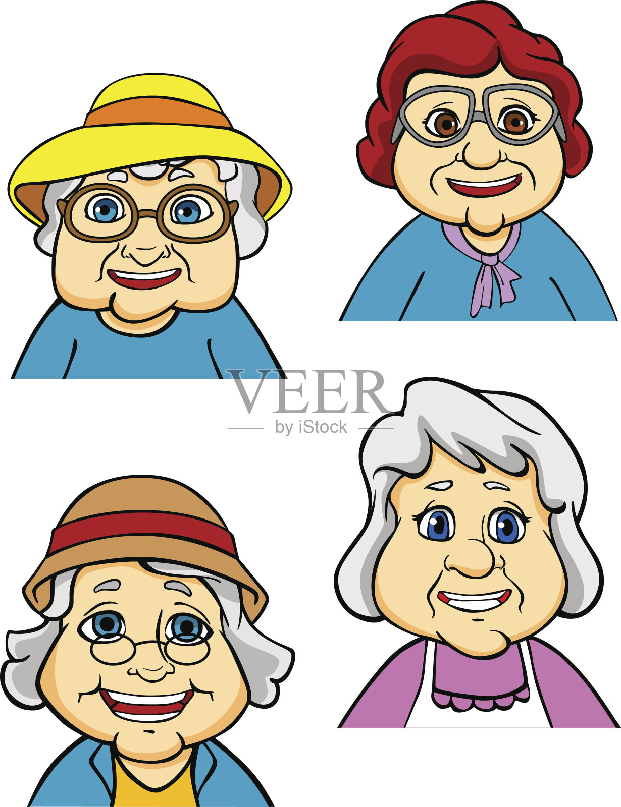 卡通快乐的老婆婆和老人设计元素图片