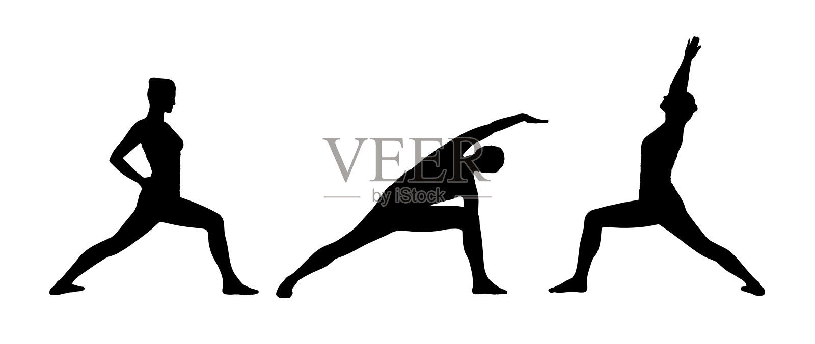 女人练习瑜伽剪影设置3插画图片素材