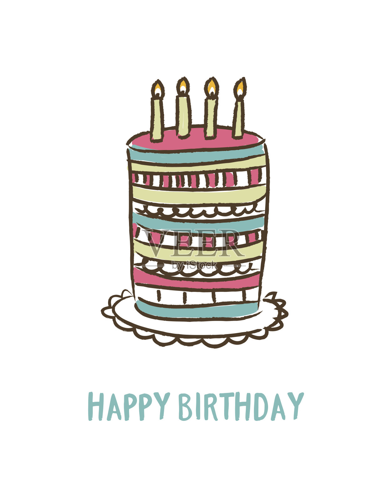 生日蛋糕，生日卡片插画图片素材