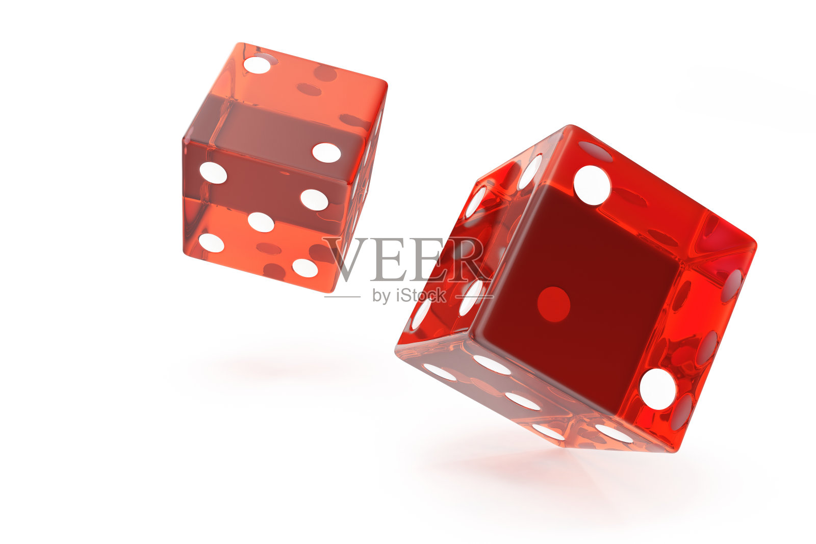 红色赌场骰子，赌博的概念，在白色背景，3d渲染照片摄影图片