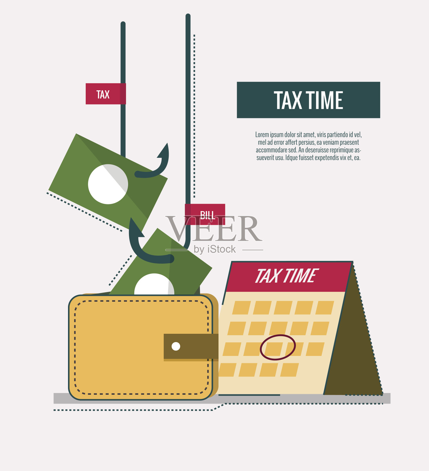 税收的时间概念。网站横幅，模板，海报，图标。插画图片素材
