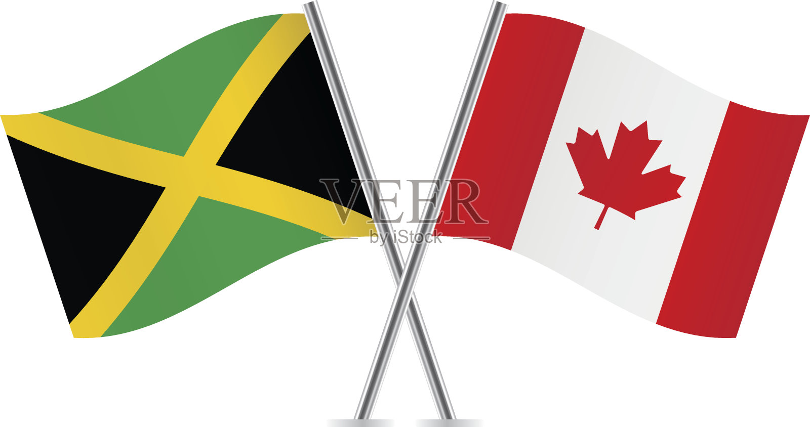 加拿大和牙买加国旗。向量。插画图片素材