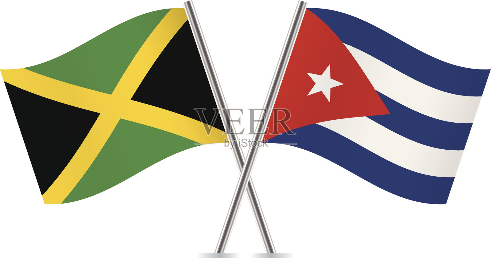 牙买加和古巴国旗。向量。插画图片素材