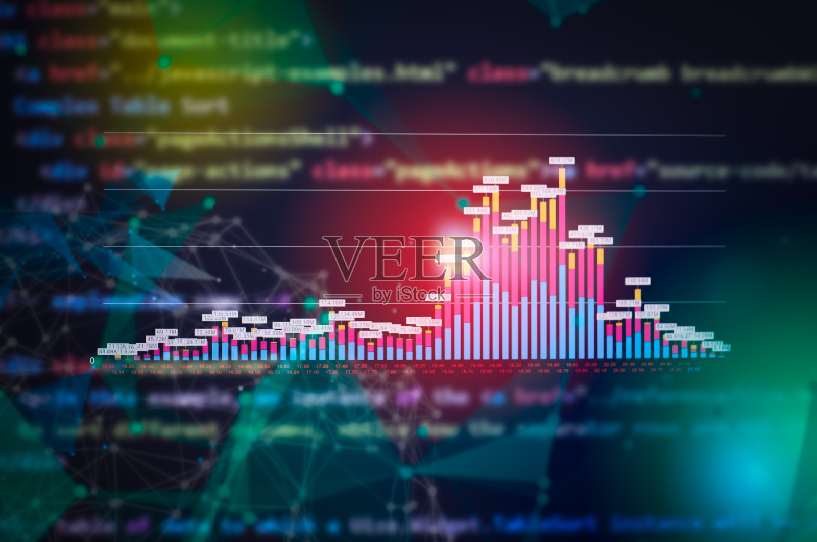 股票市场数字图形图表上的LED显示概念。大量展示每日股票市场价格和报价。指标金融外汇贸易教育背景。照片摄影图片