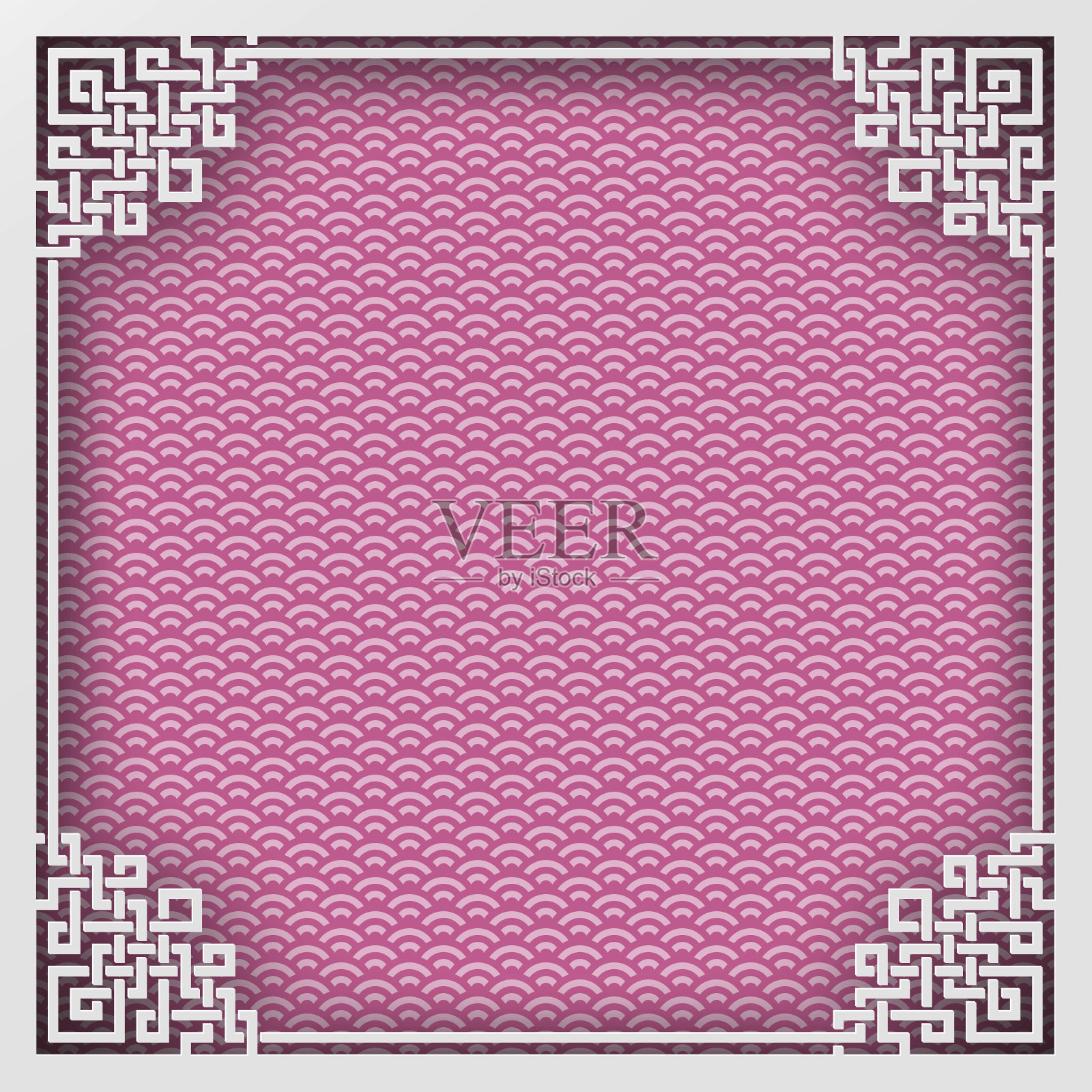 中国方框上的粉红色图案东方背景贺卡插画图片素材