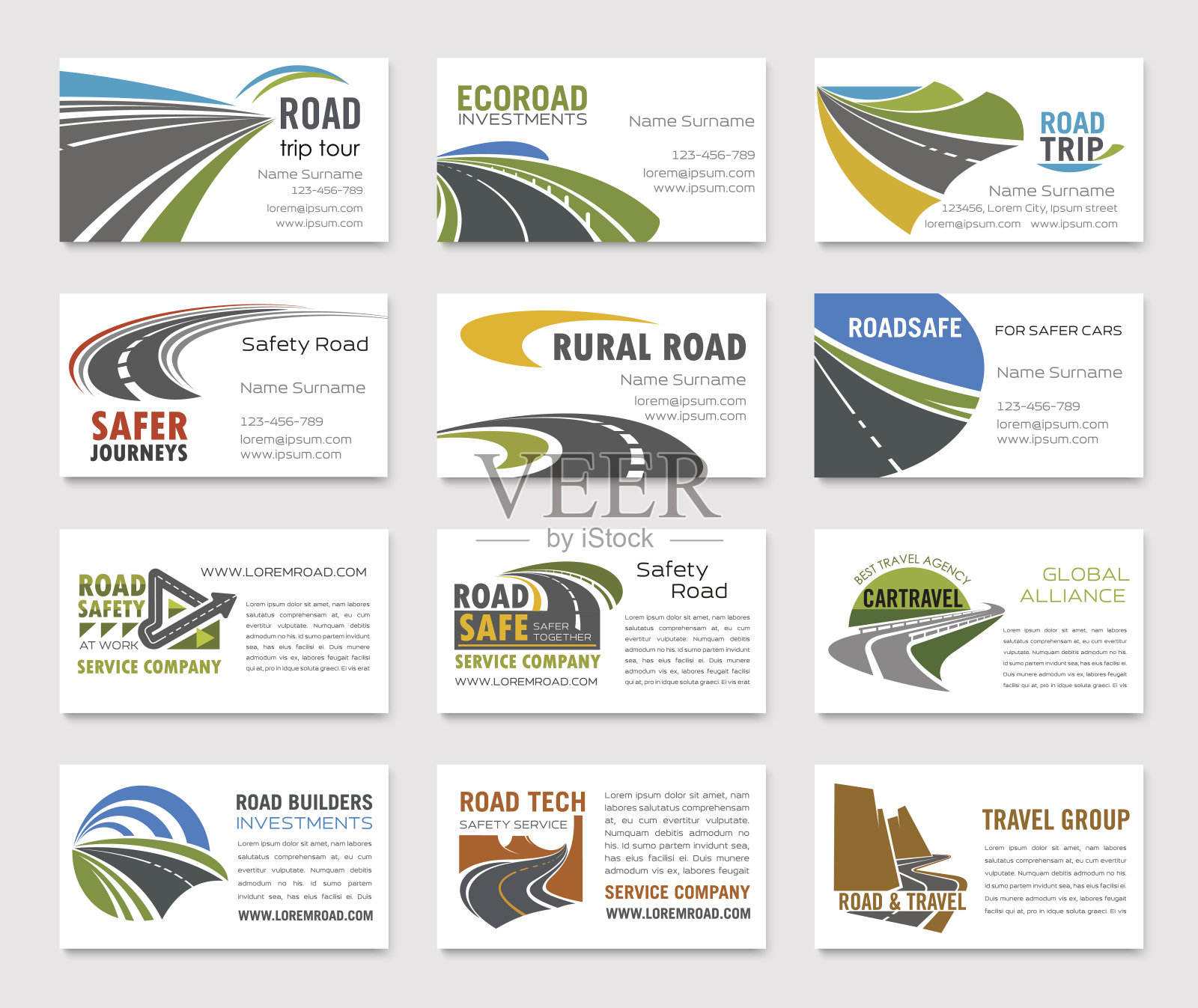 名片模板有公路和高速公路插画图片素材