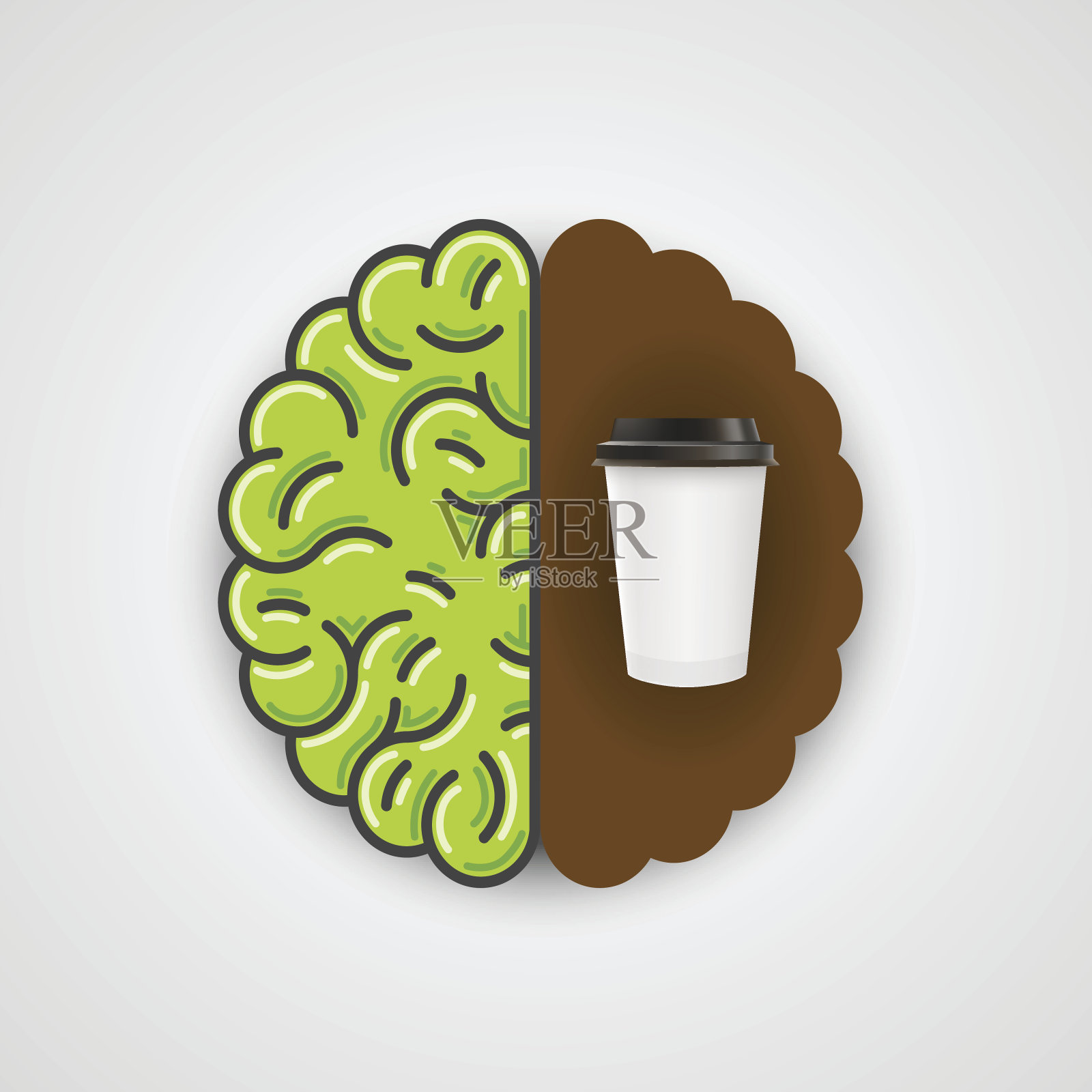 咖啡在人脑中。干净的向量插画图片素材