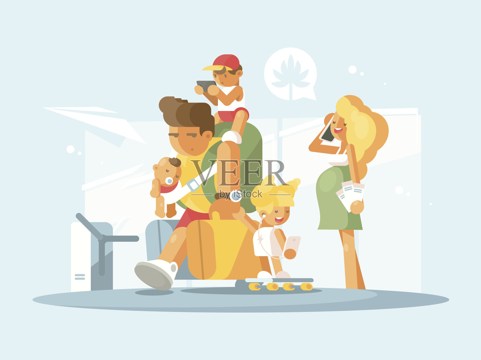 年轻的家庭在机场插画图片素材