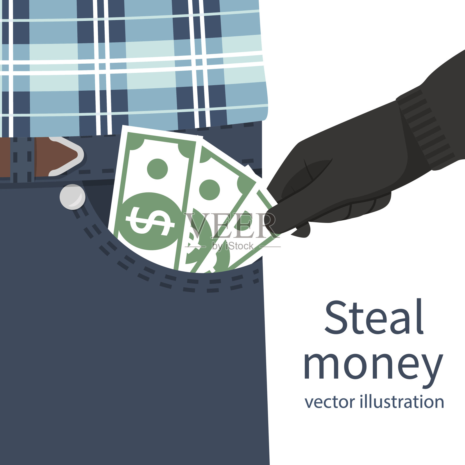偷钱的概念插画图片素材