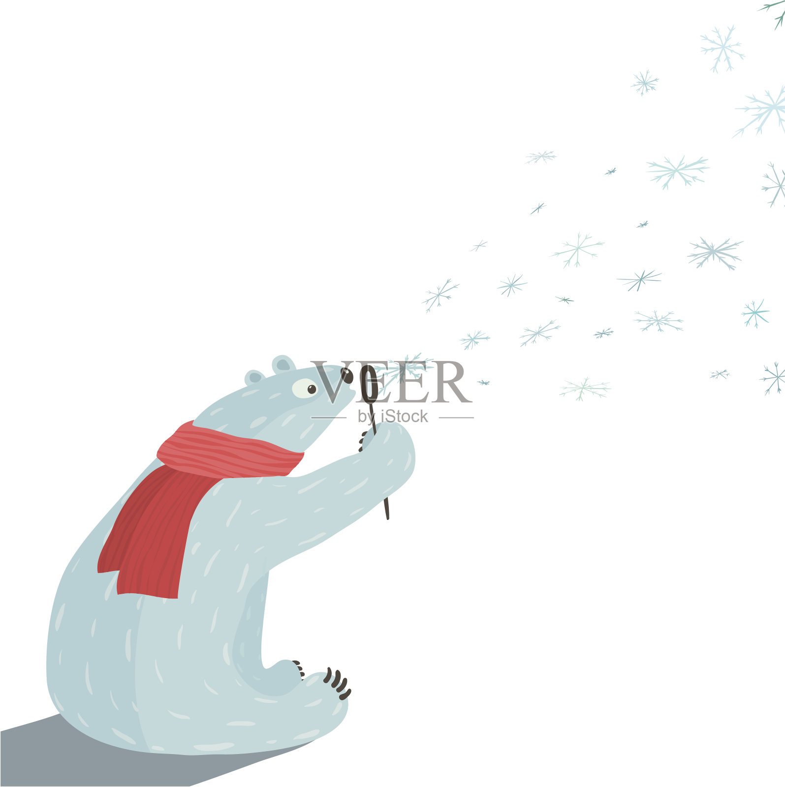 北极熊吹雪花插画图片素材