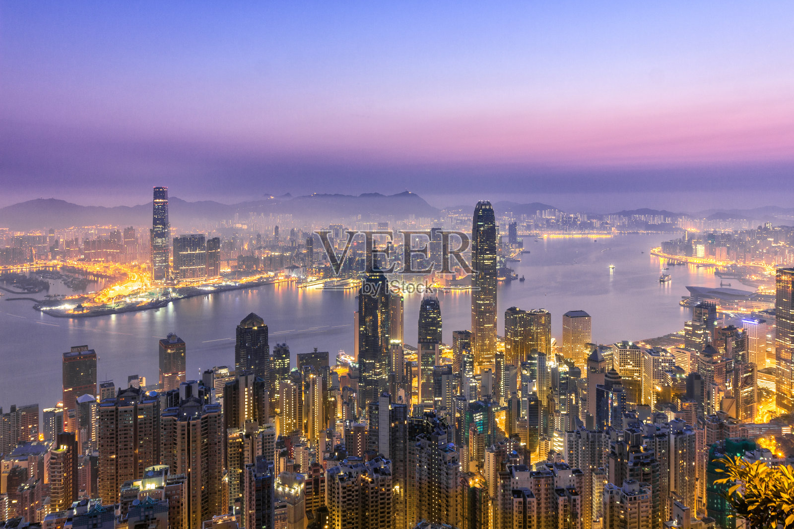 香港城市夜景和天际线照片摄影图片