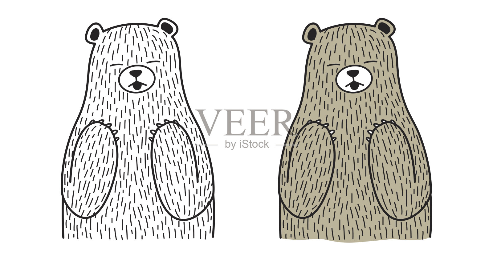北极熊涂鸦矢量插图插画图片素材