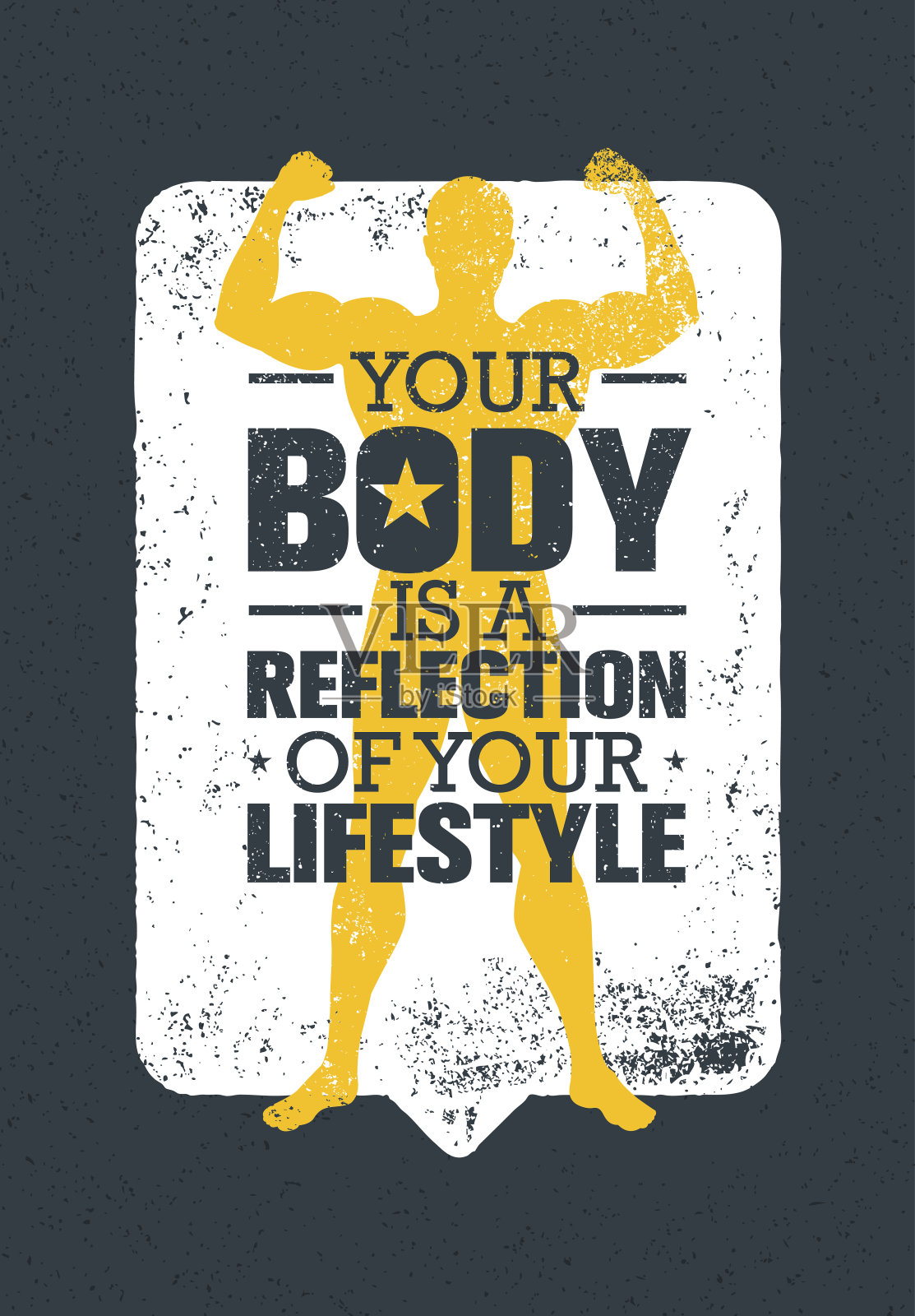 你的身体是你生活方式的反映。锻炼和健身动机引用。创意矢量排版海报设计模板素材