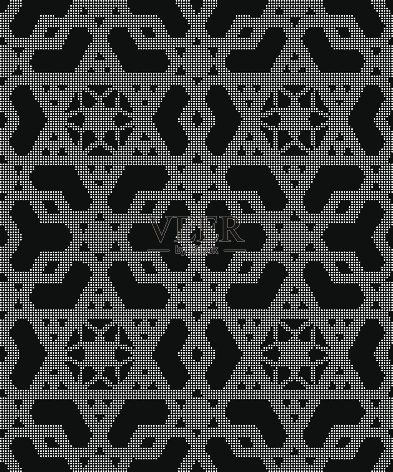 半色调圆形黑色无缝背景伊斯兰几何交叉多边形星插画图片素材