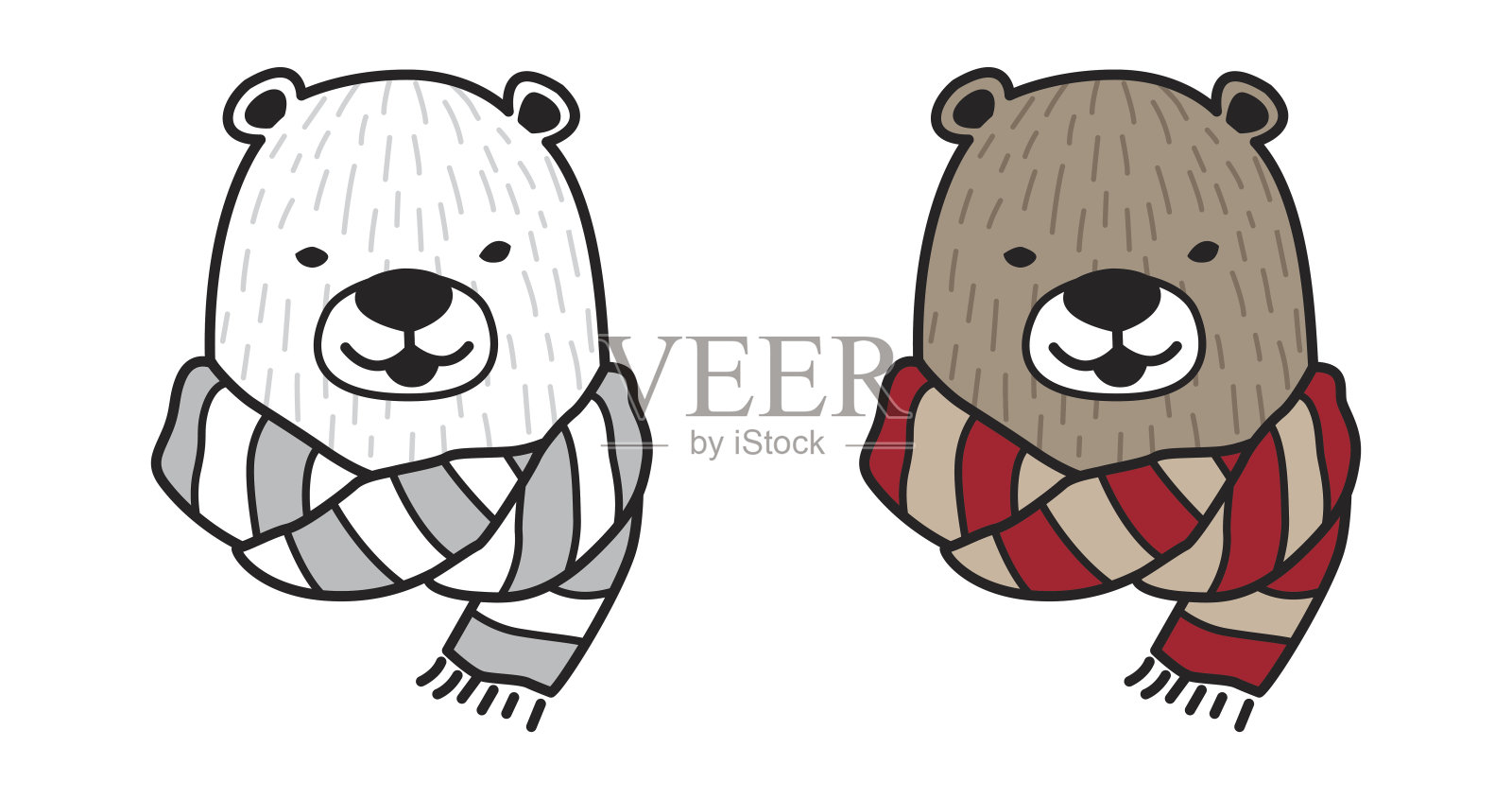 北极熊穿围巾矢量插图插画图片素材