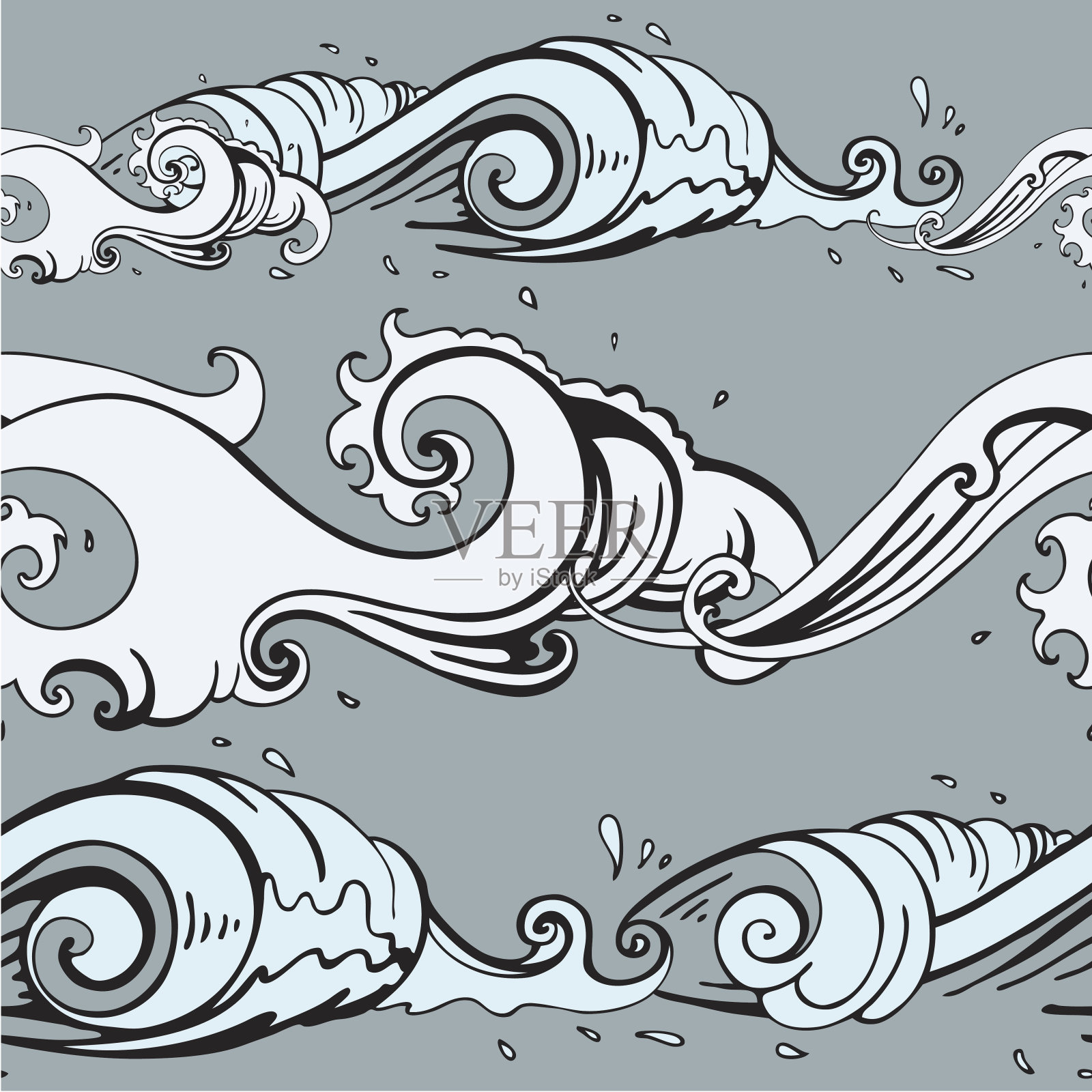 海的背景。手绘矢量图插画图片素材