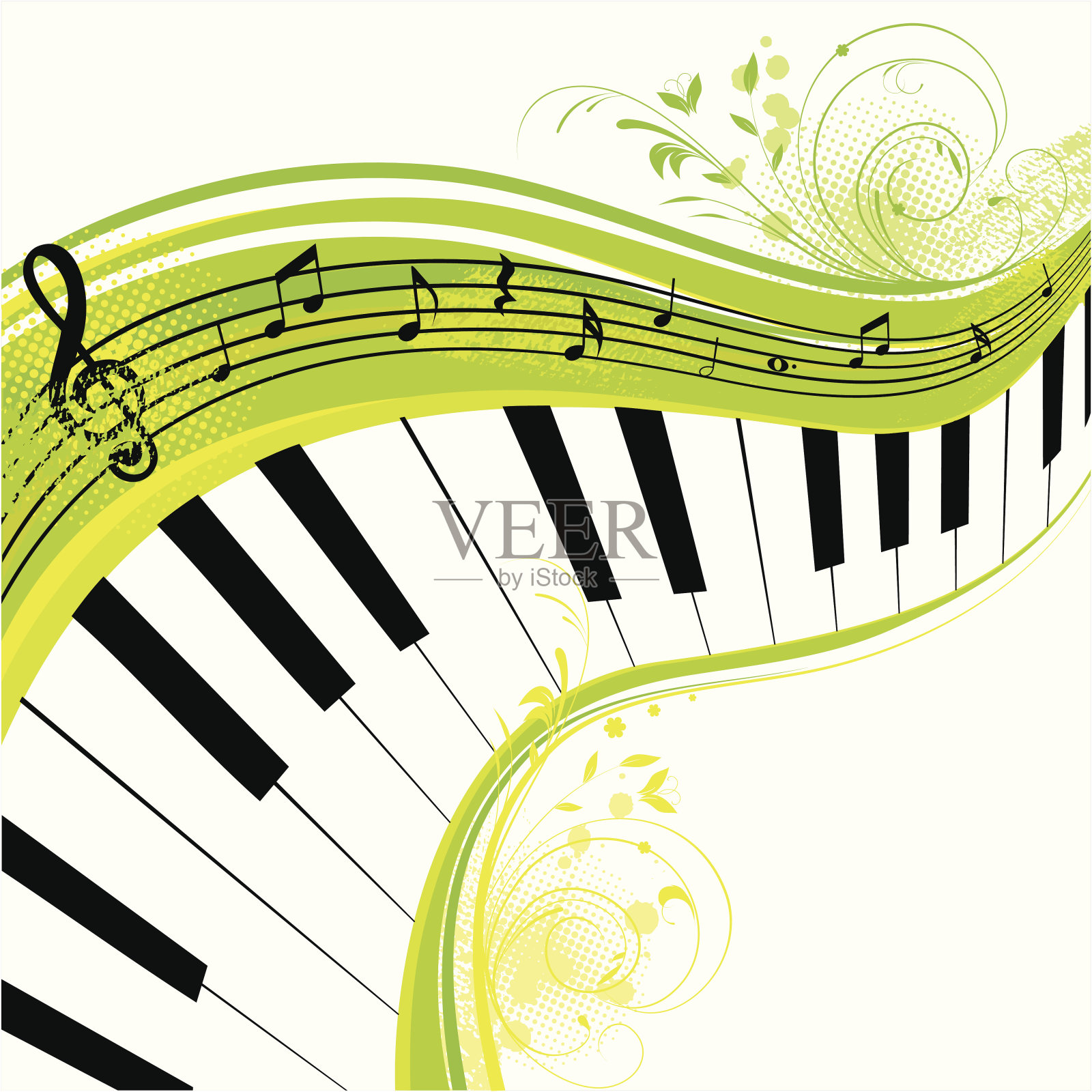 绿色的音乐插画图片素材