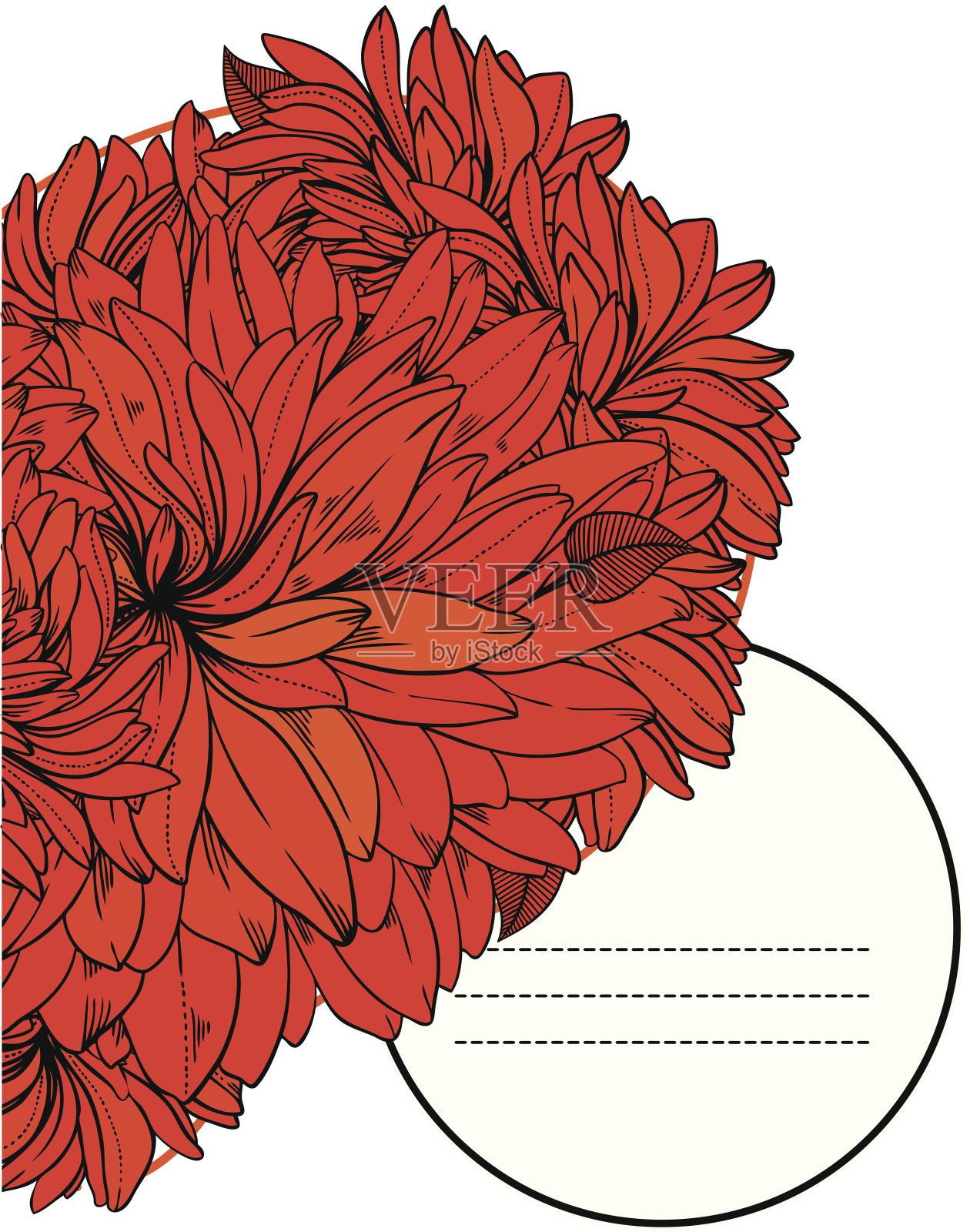 邀请的形式心形和抽象的花插画图片素材