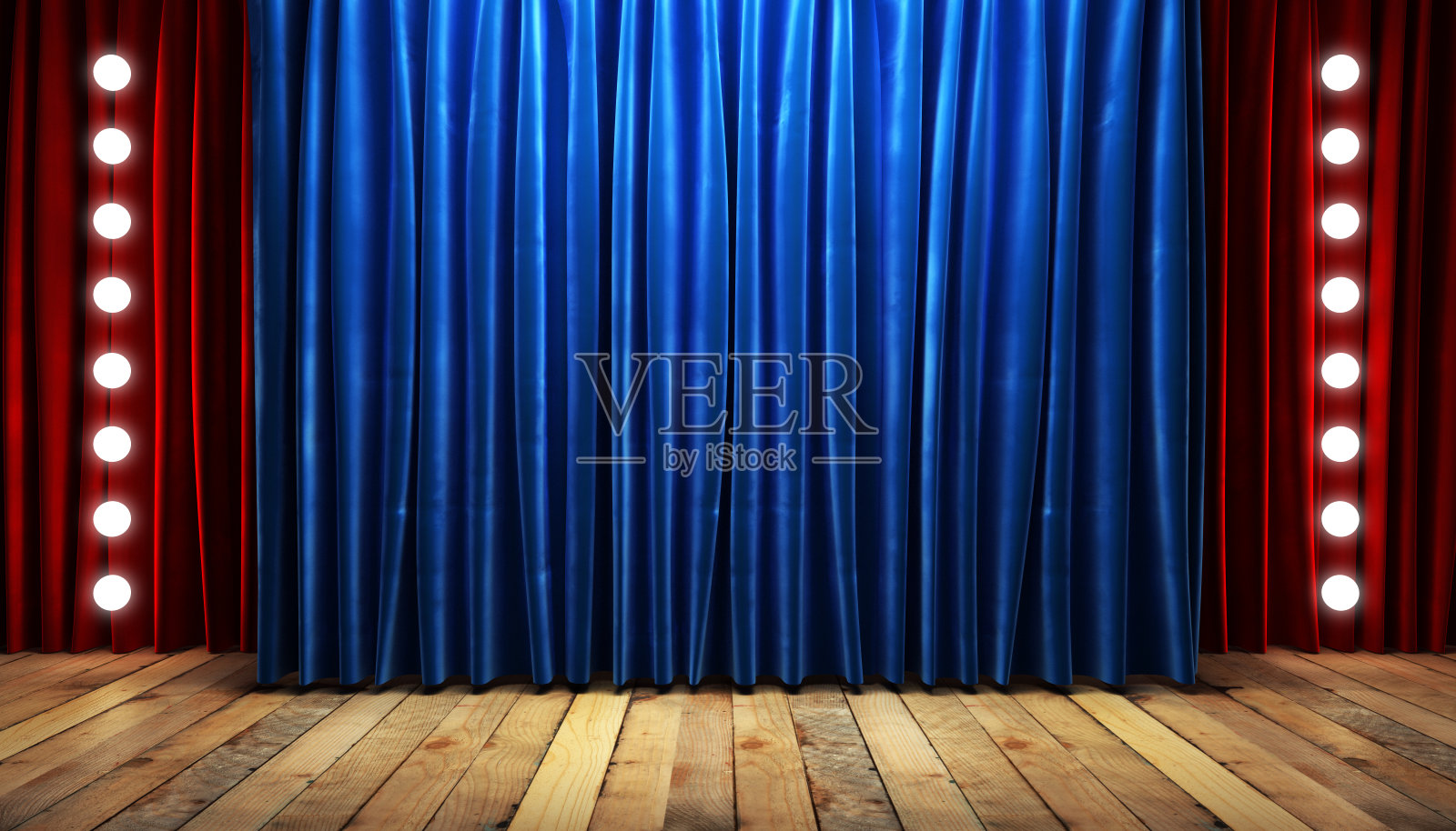 舞台上的蓝色布帘照片摄影图片