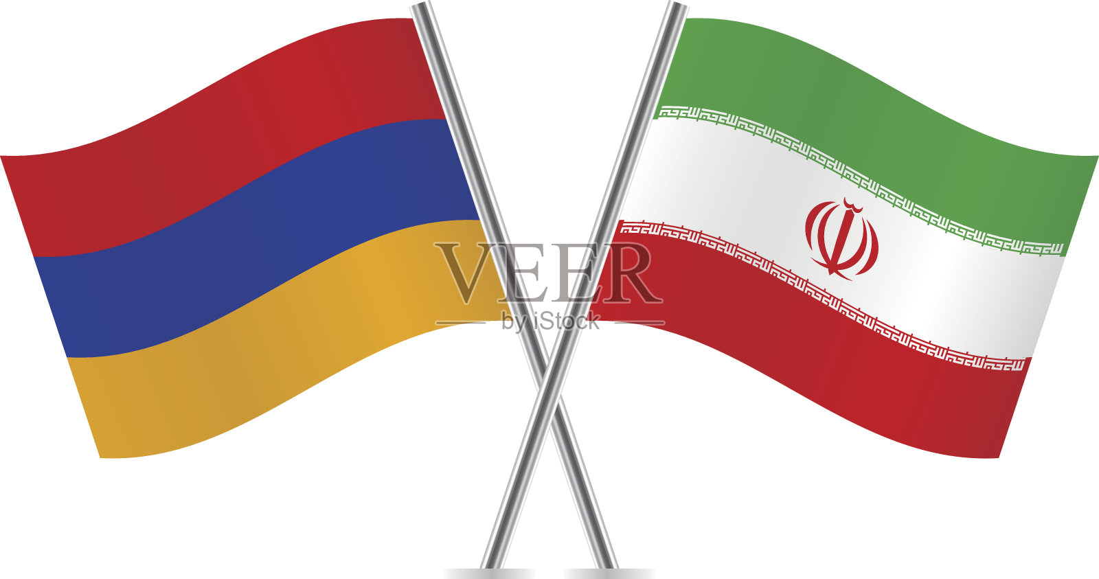 亚美尼亚和伊朗国旗。向量。插画图片素材