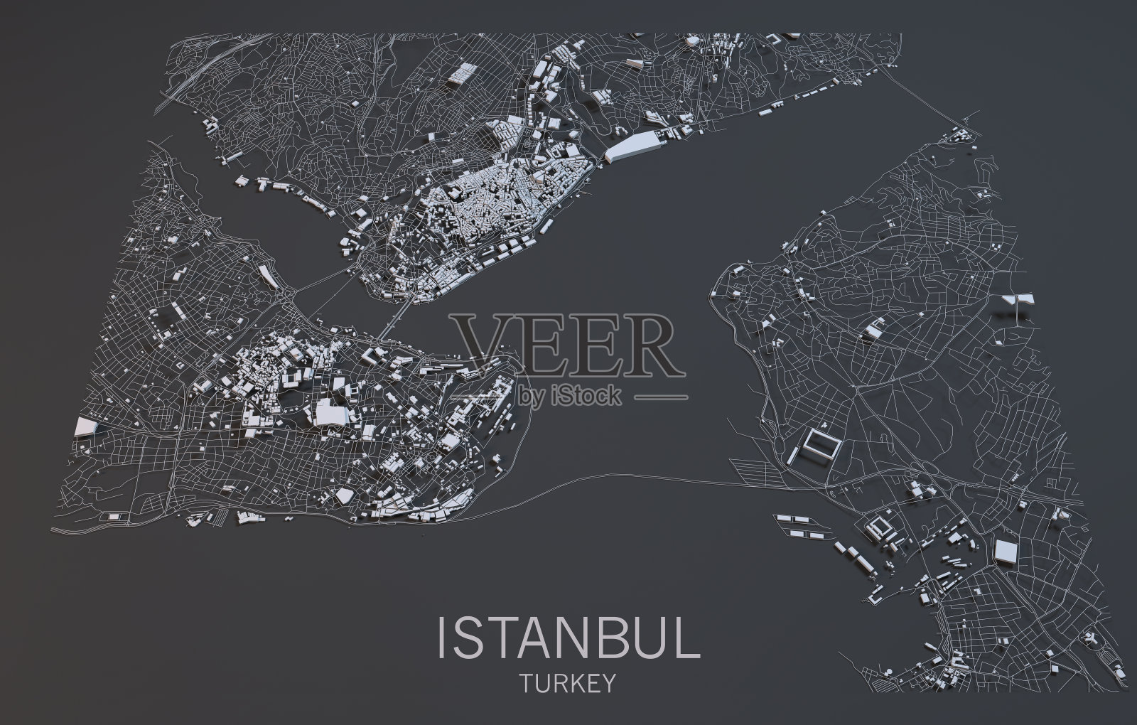 伊斯坦布尔地图，卫星视图，城市，土耳其照片摄影图片
