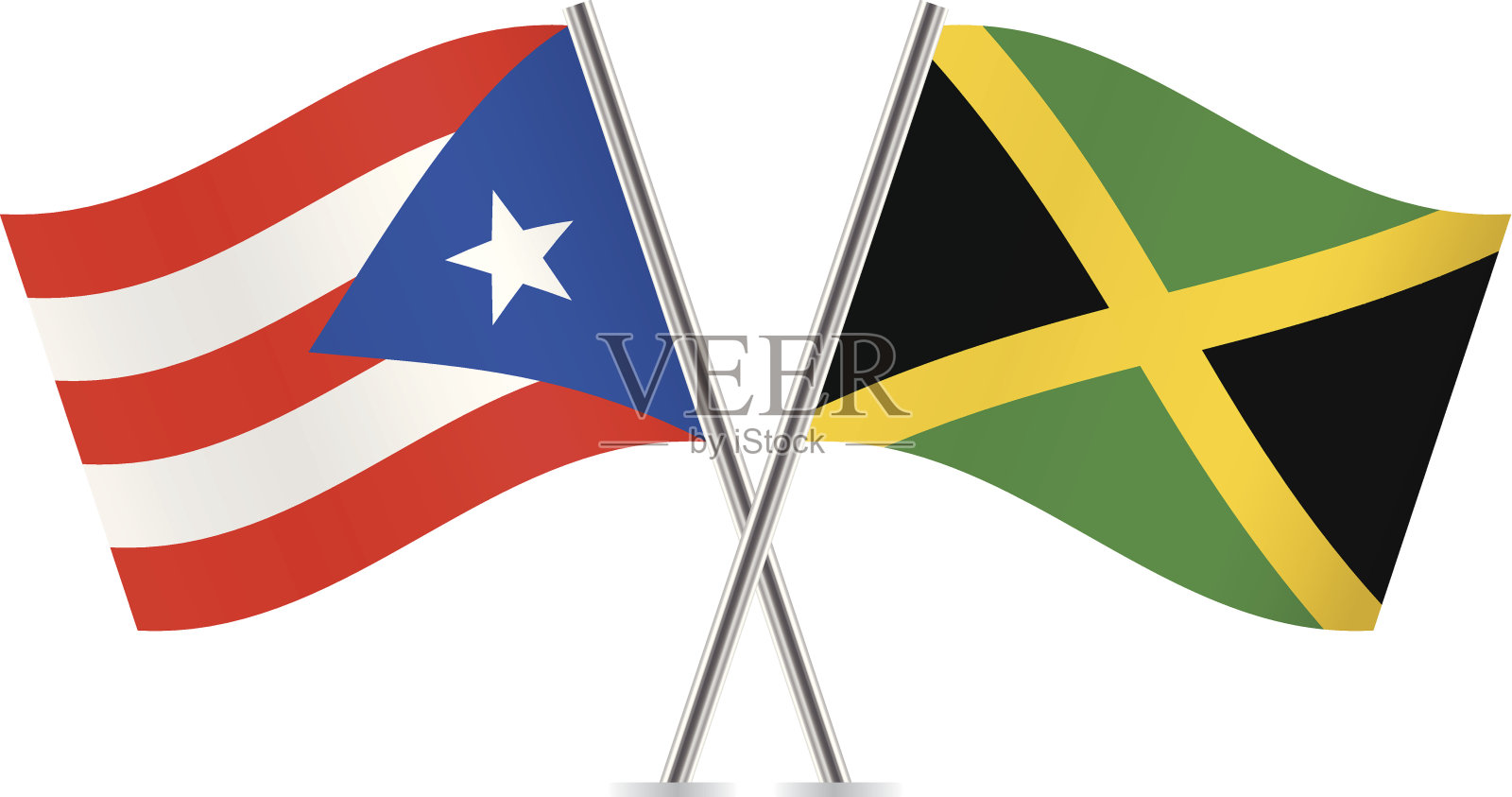 波多黎各和牙买加国旗。向量。插画图片素材