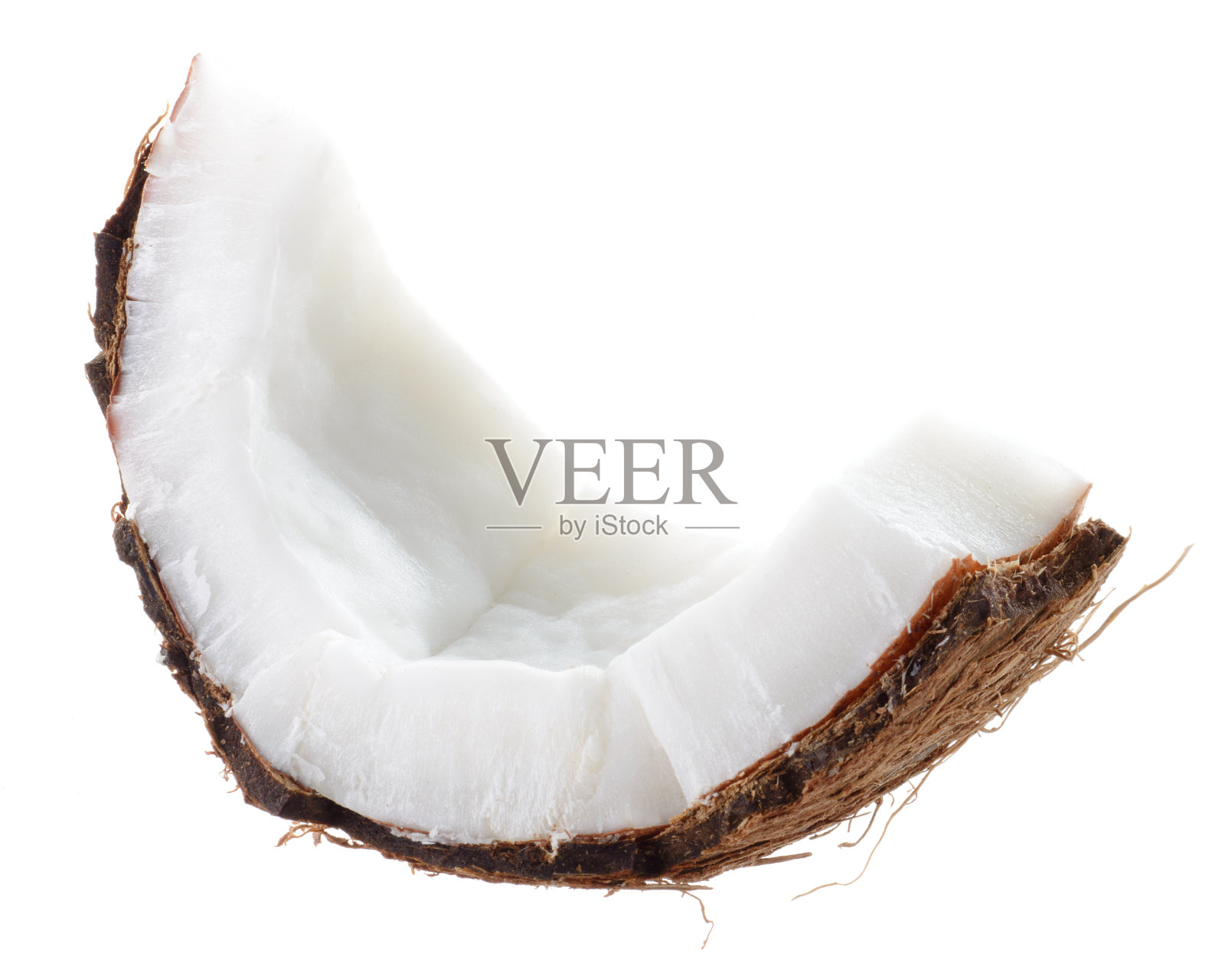 椰子。白色背景上的水果片照片摄影图片