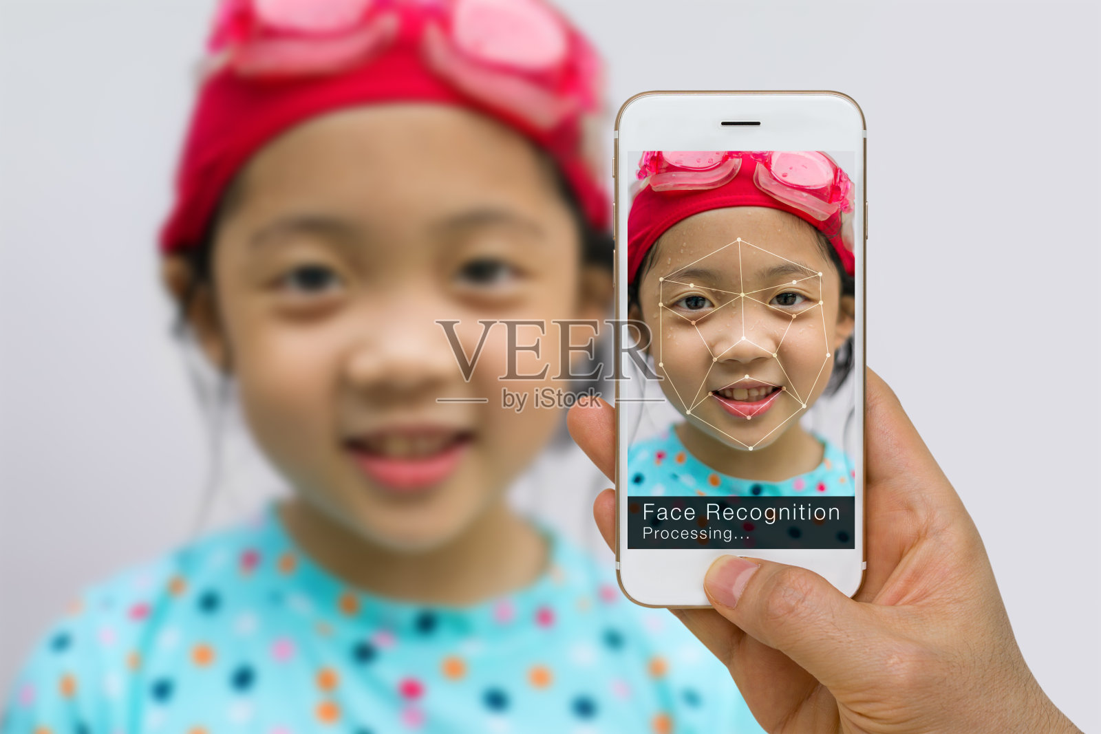 生物识别验证，人脸识别技术概念，智能手机应用照片摄影图片