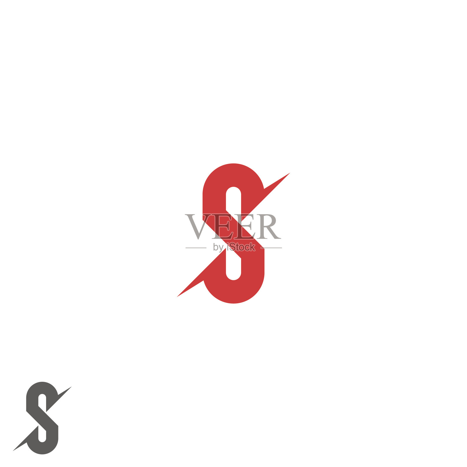 字母S抽象排版设计模板，动态移动平面技术图标，名片徽章模型设计元素图片