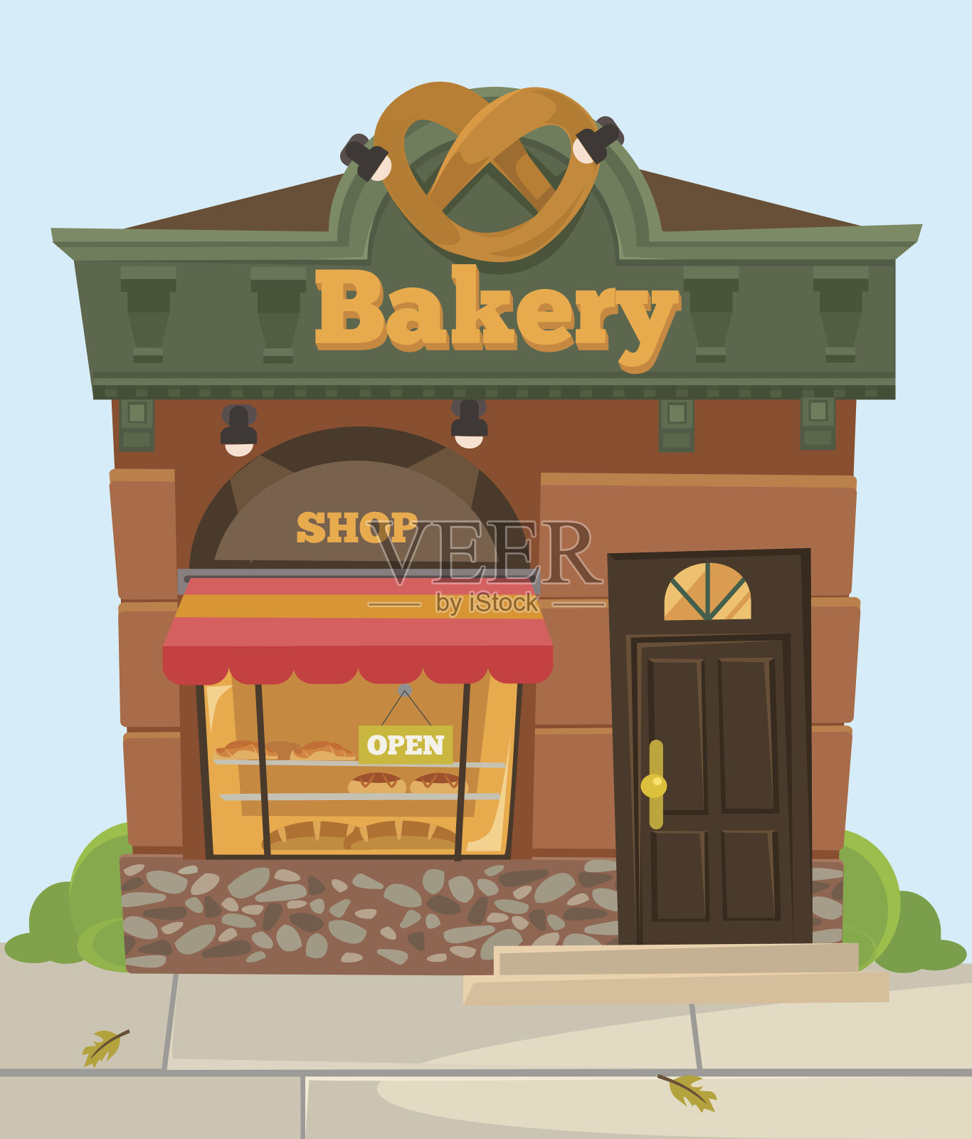 面包店巧克力甜城店插画图片素材