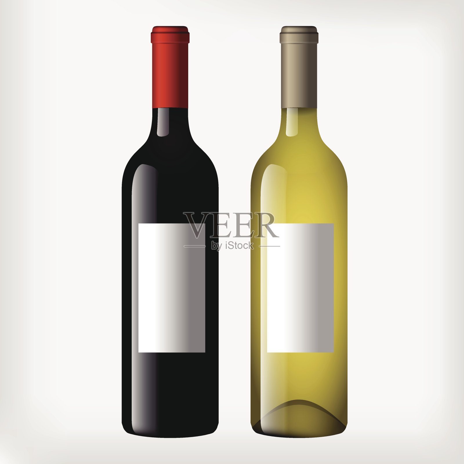 酒瓶——红葡萄酒和白葡萄酒插画图片素材