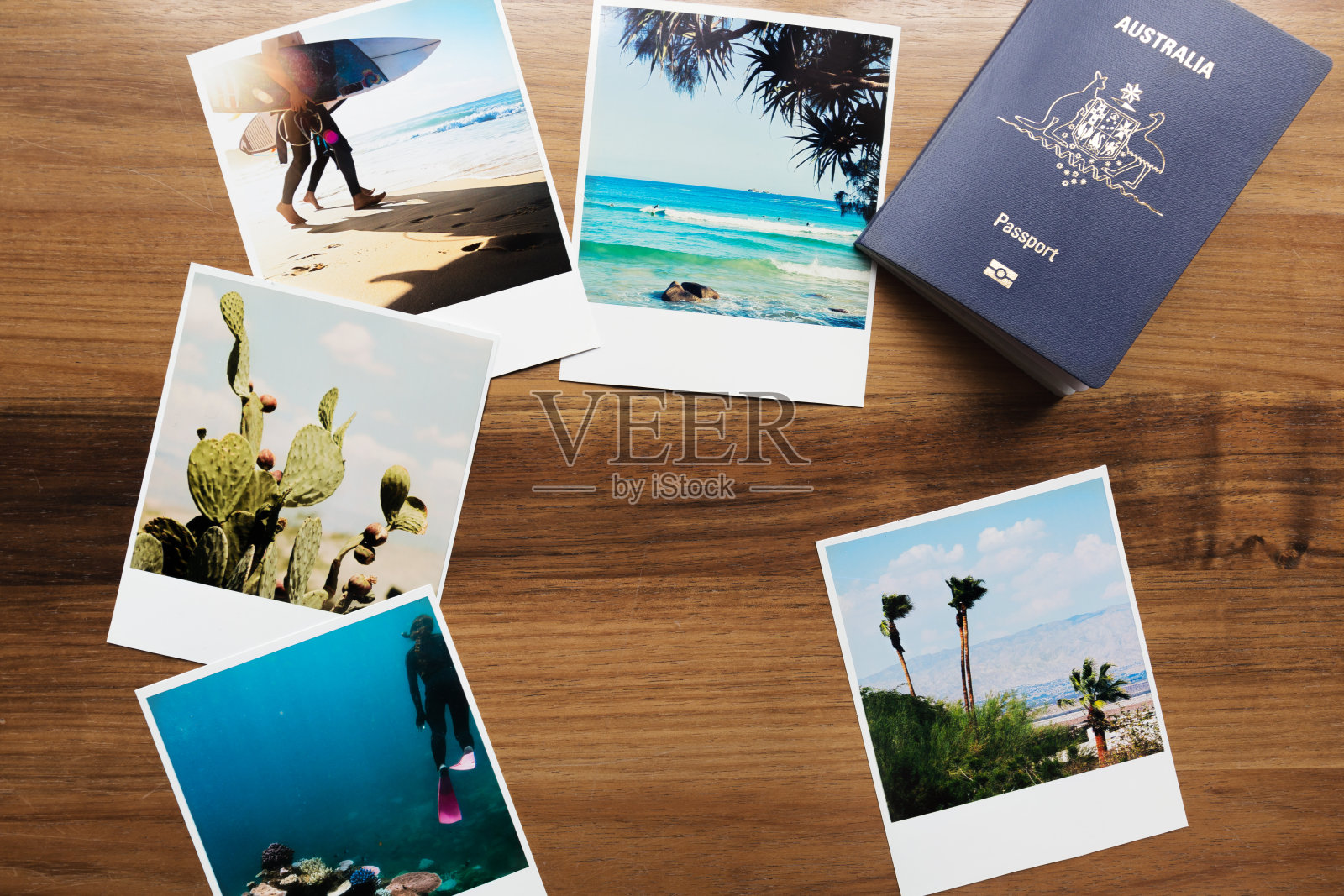 收集旅行照片和澳大利亚护照照片摄影图片
