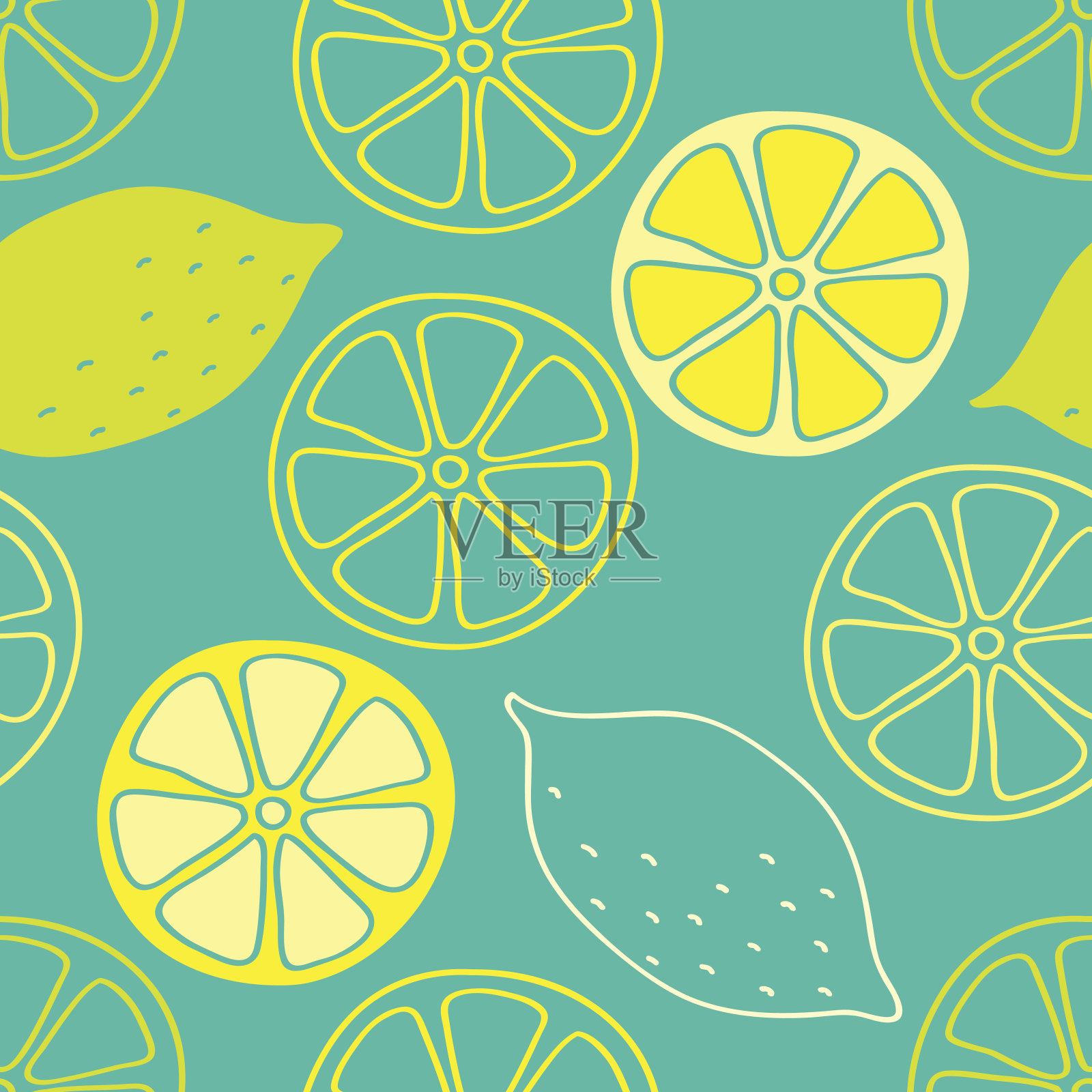 柠檬无缝模式插画图片素材