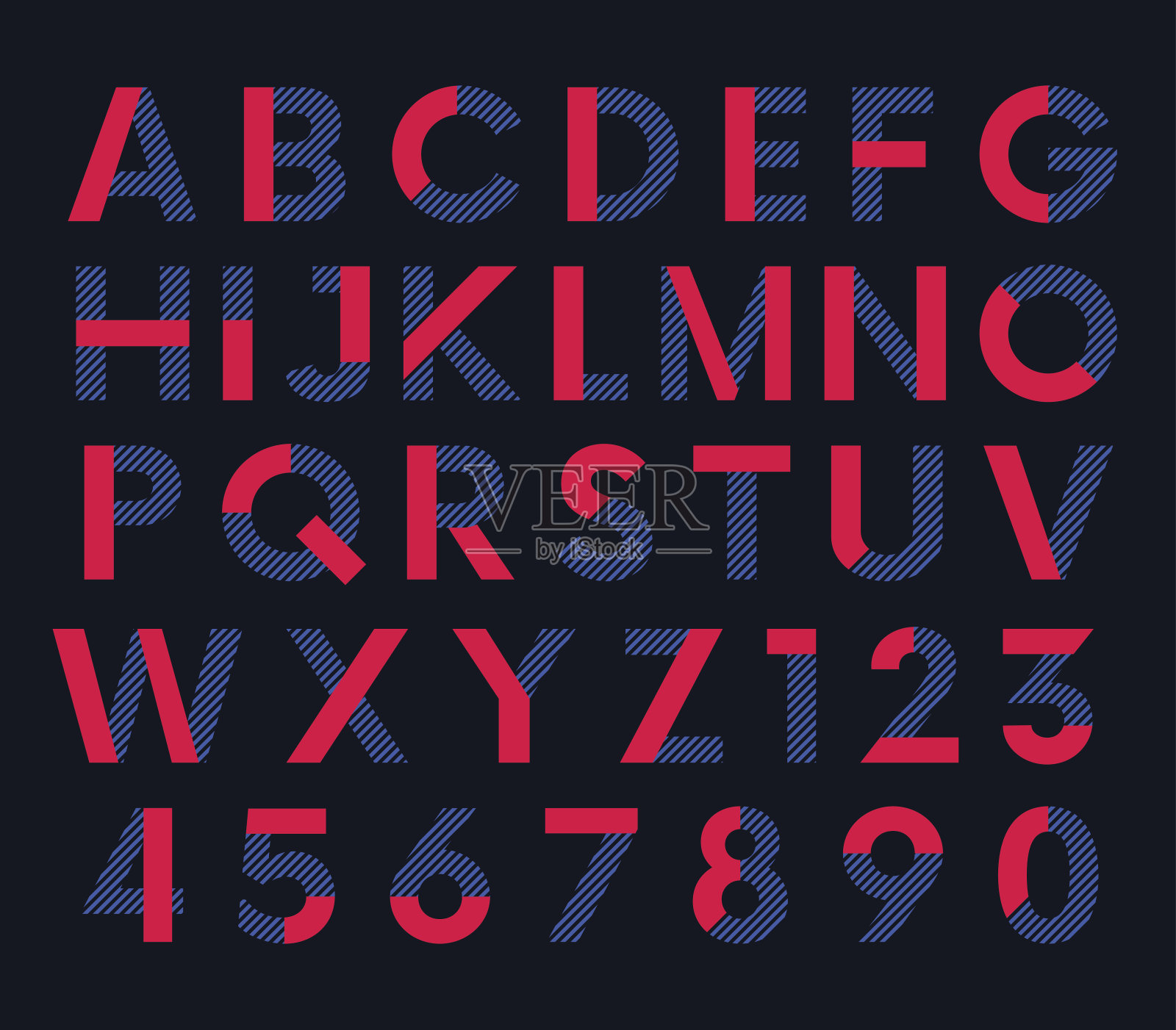 几何装饰彩色字体，矢量字母设计元素图片