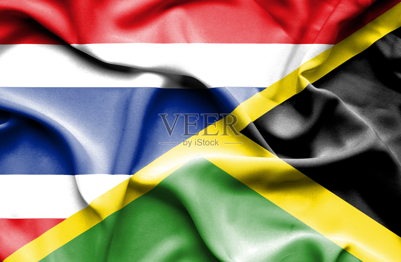 挥舞着牙买加和泰国的旗帜插画图片素材