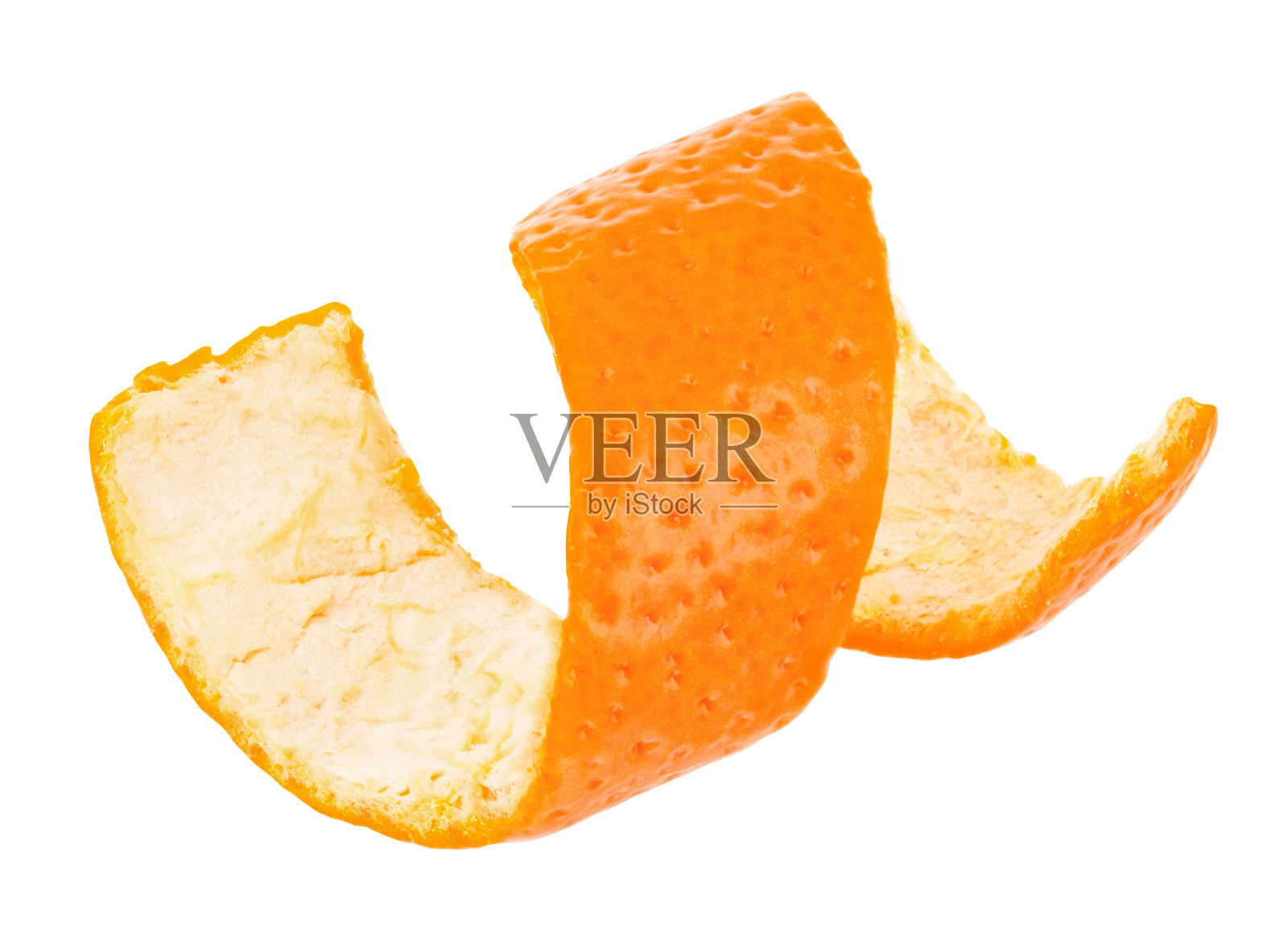 卷曲柑橘皮孤立在白色背景照片摄影图片