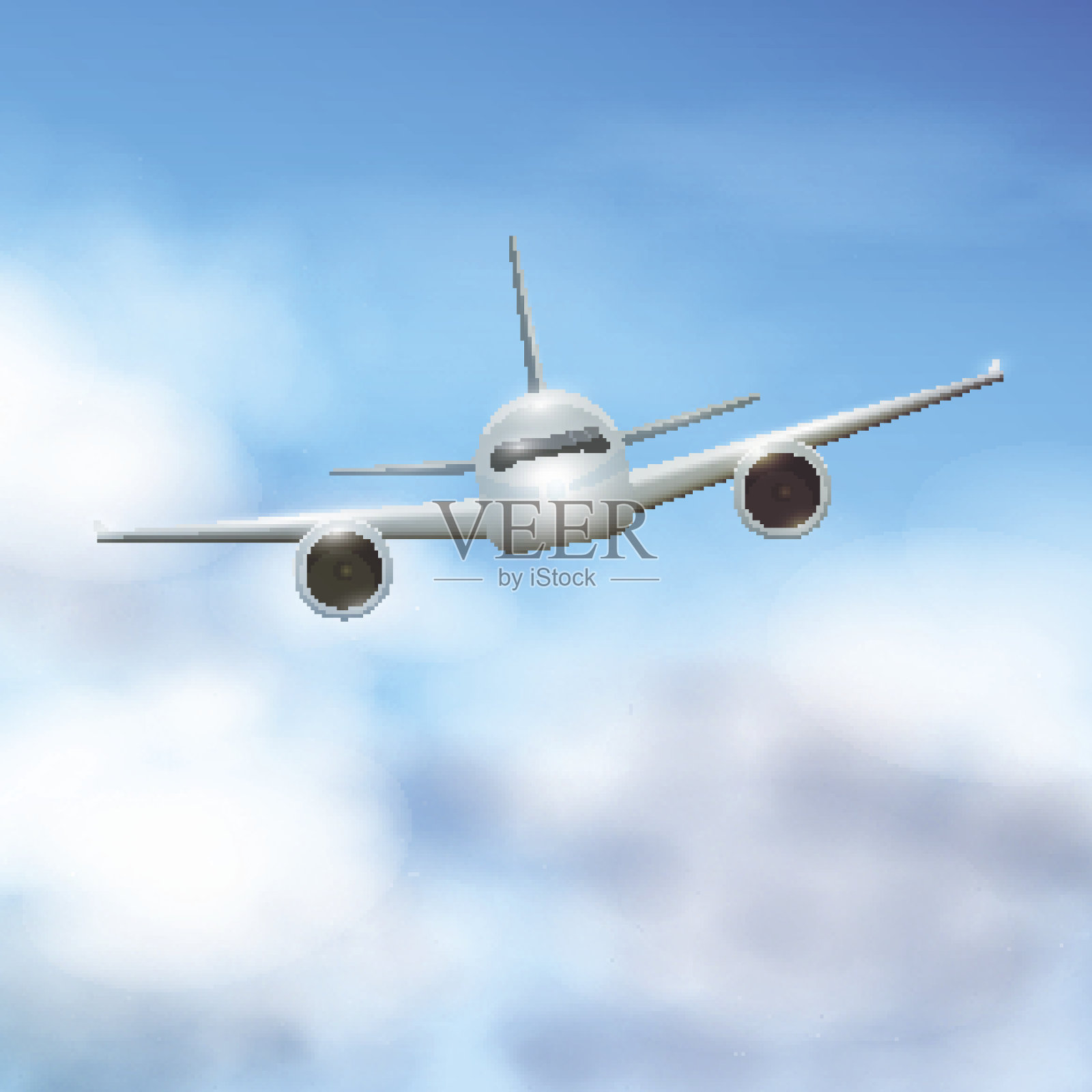 云中的飞机插画图片素材