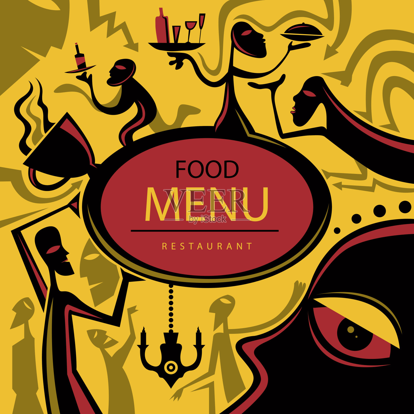 非洲风格艺术咖啡馆菜单封面(矢量艺术)插画图片素材
