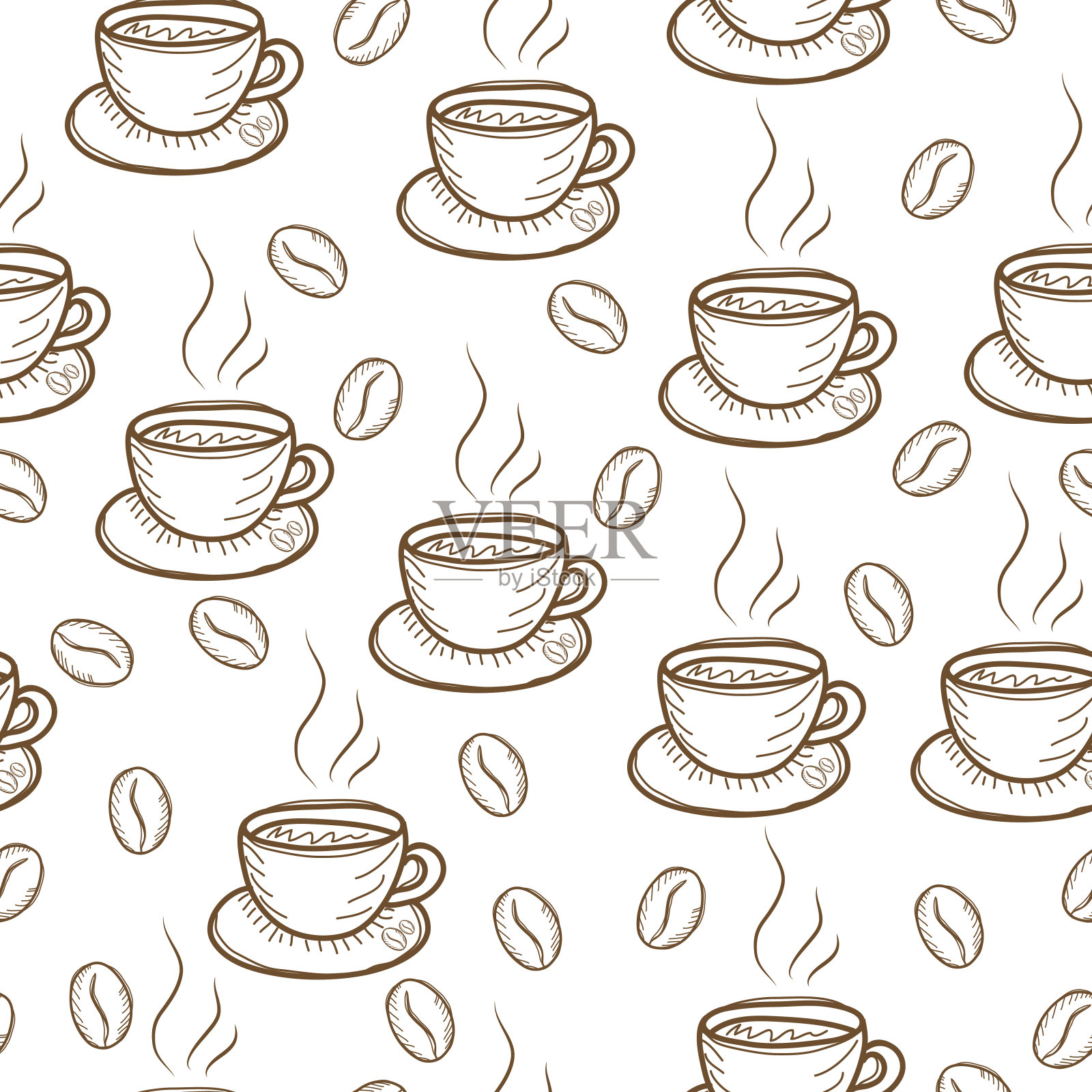咖啡素描手绘模式矢量插图插画图片素材