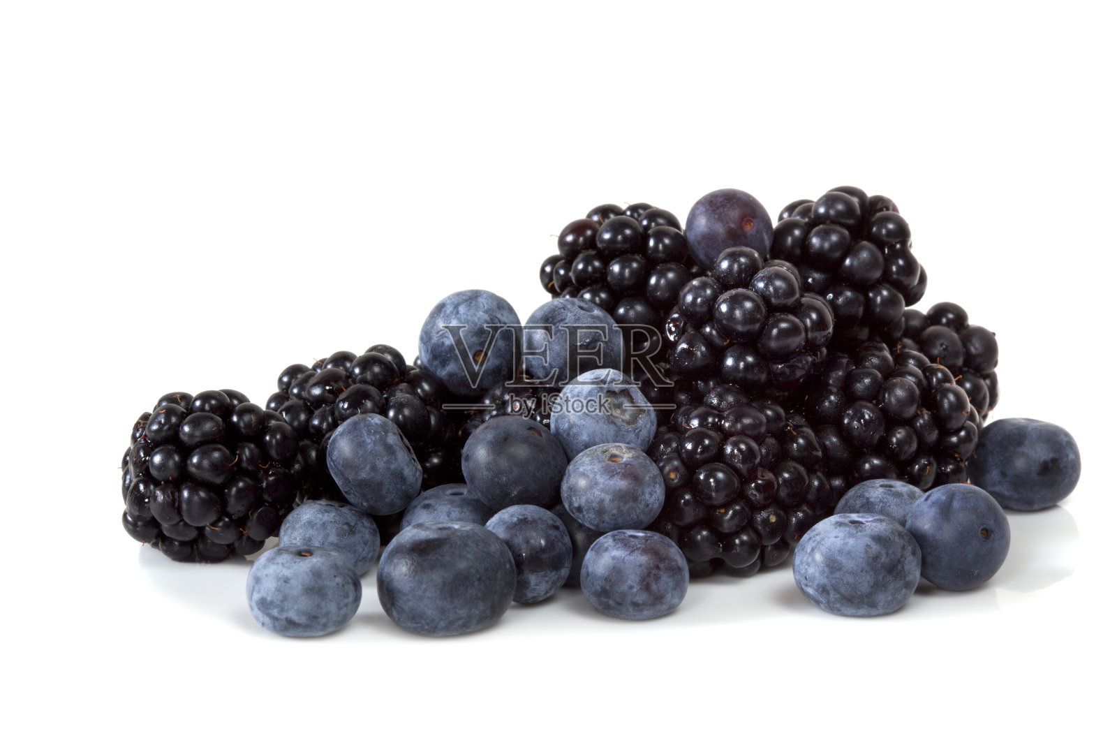 白色背景上的黑莓和蓝莓照片摄影图片