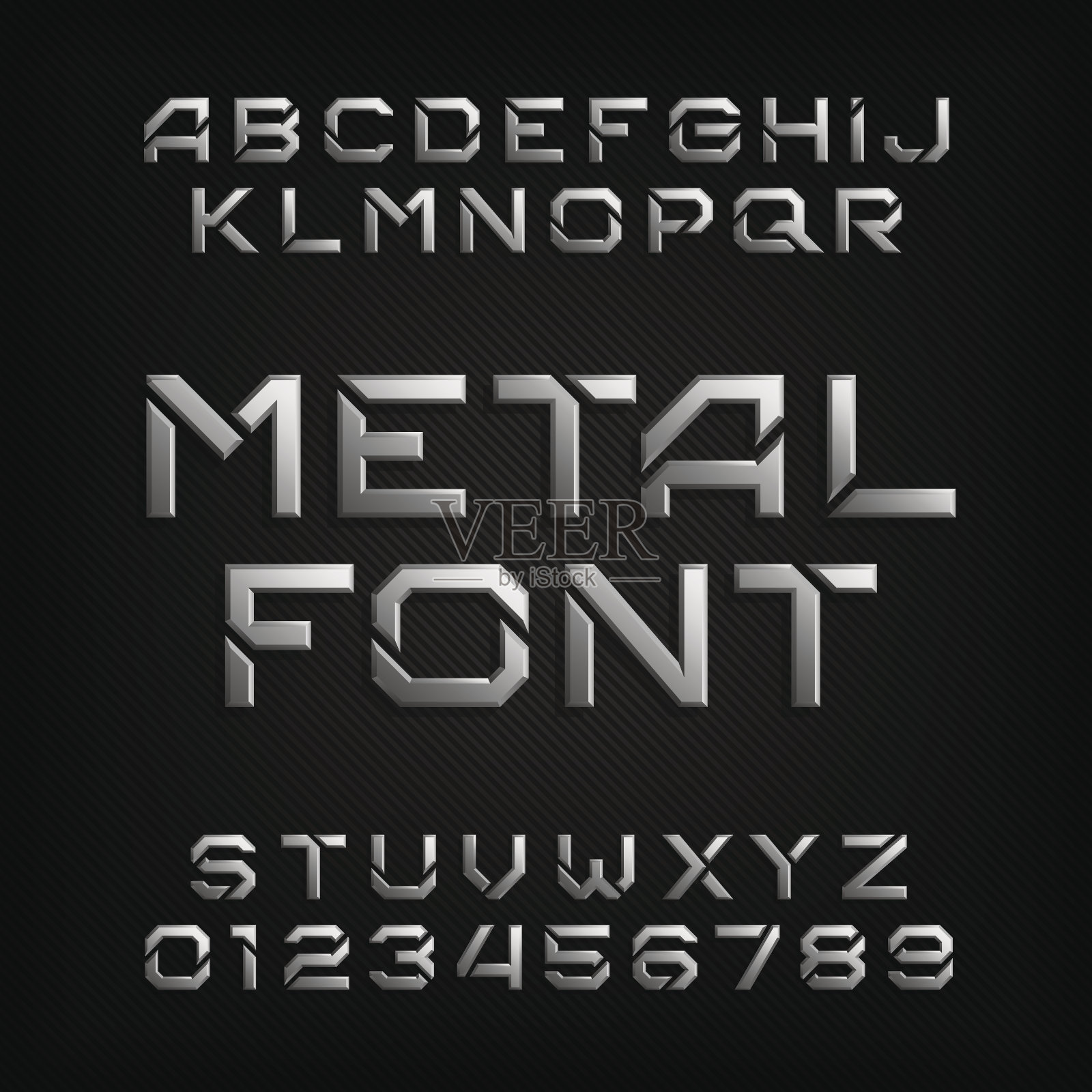 金属字母字体设计元素图片