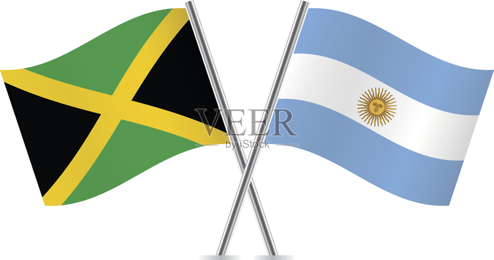 阿根廷和牙买加国旗。向量。插画图片素材