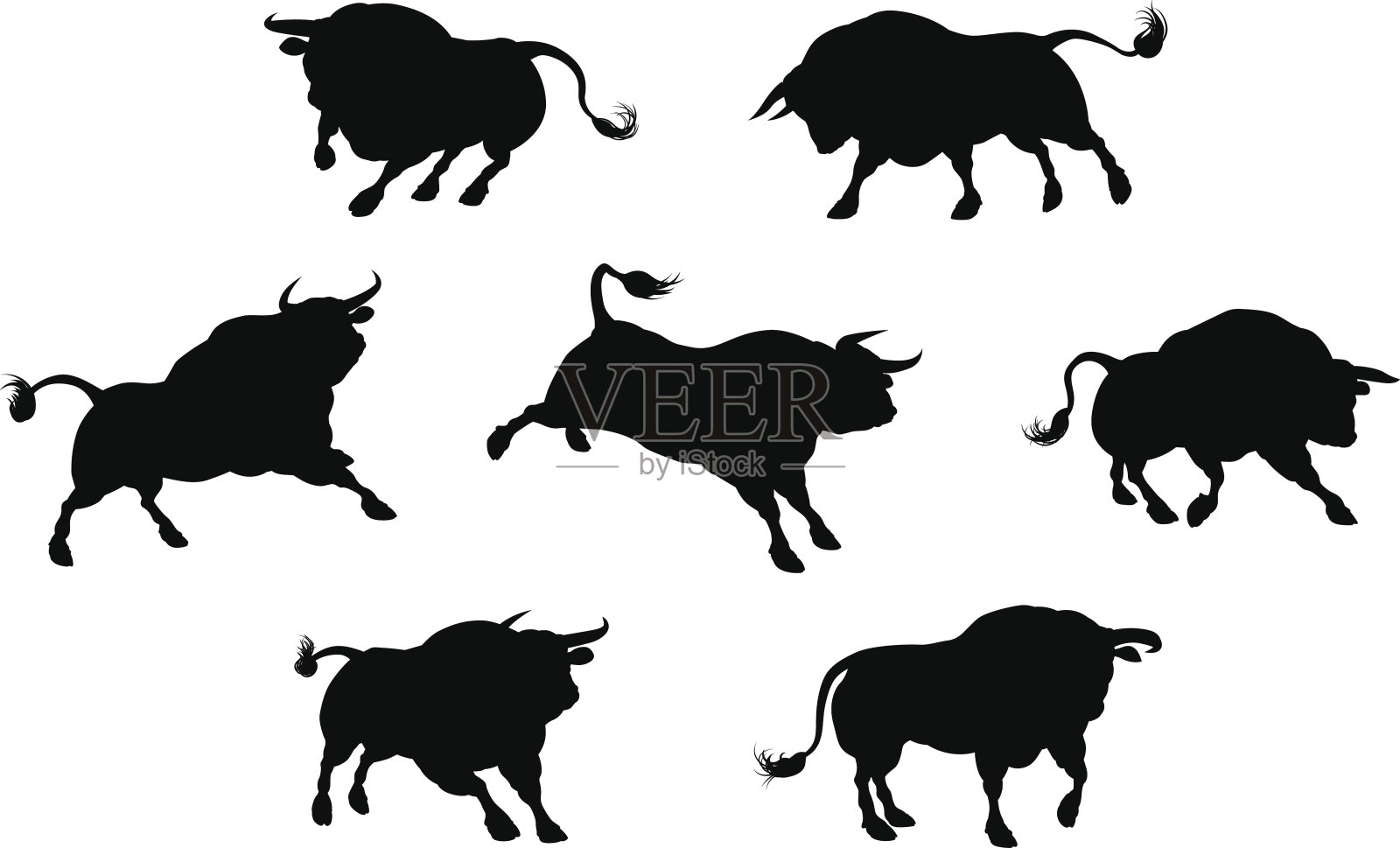 高质量的公牛剪影设计元素图片