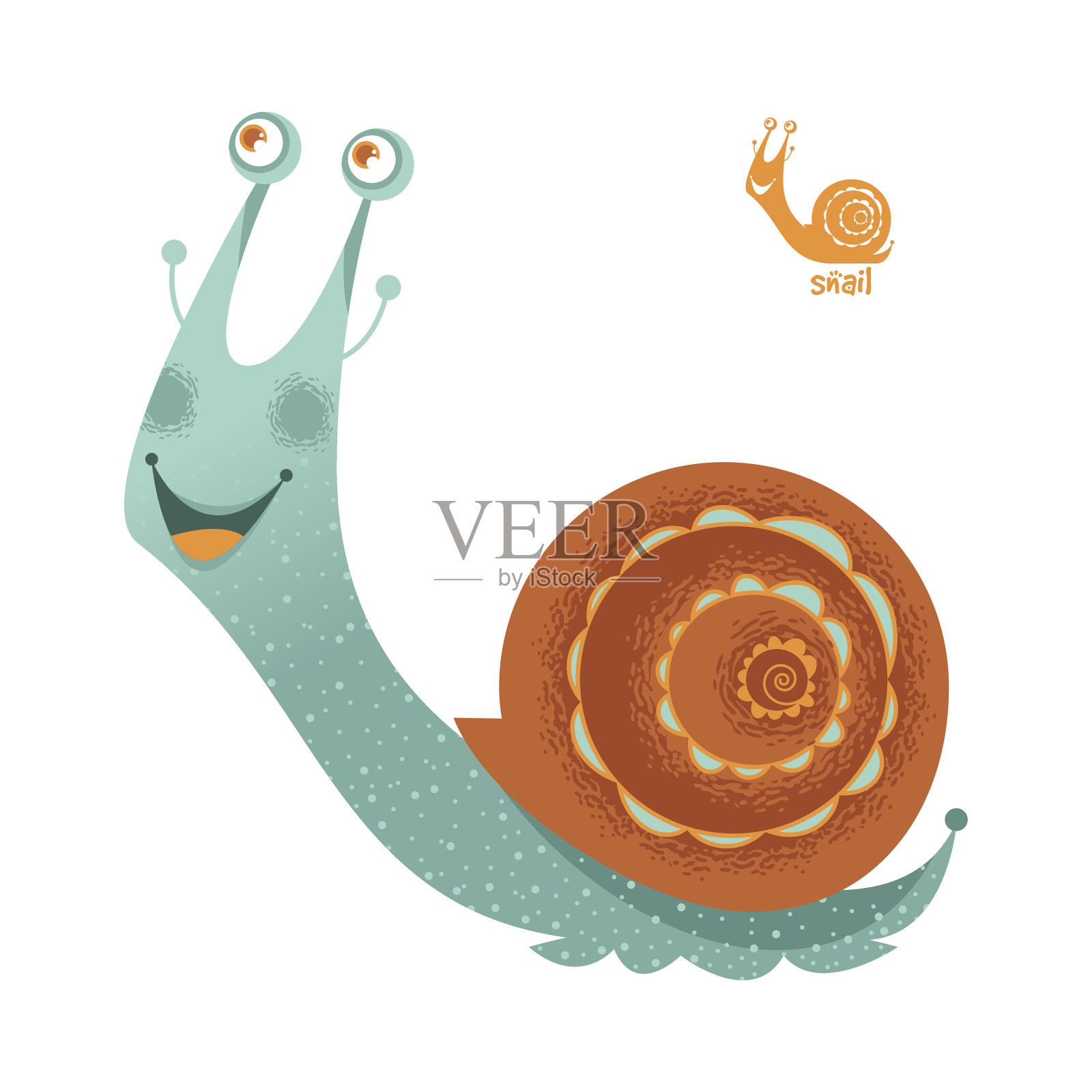 微笑的蜗牛。设计元素图片