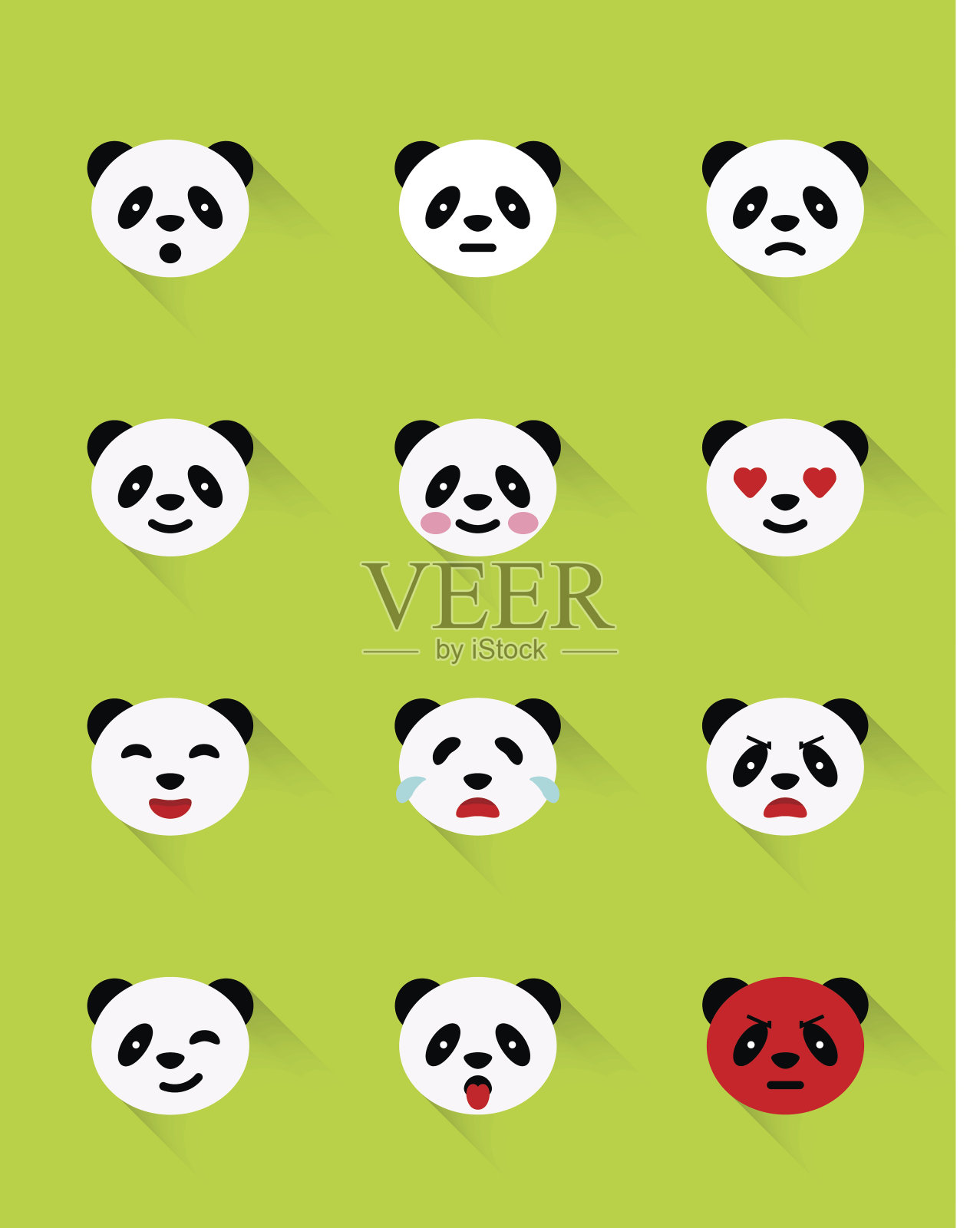 熊猫的情绪图标集。图标素材